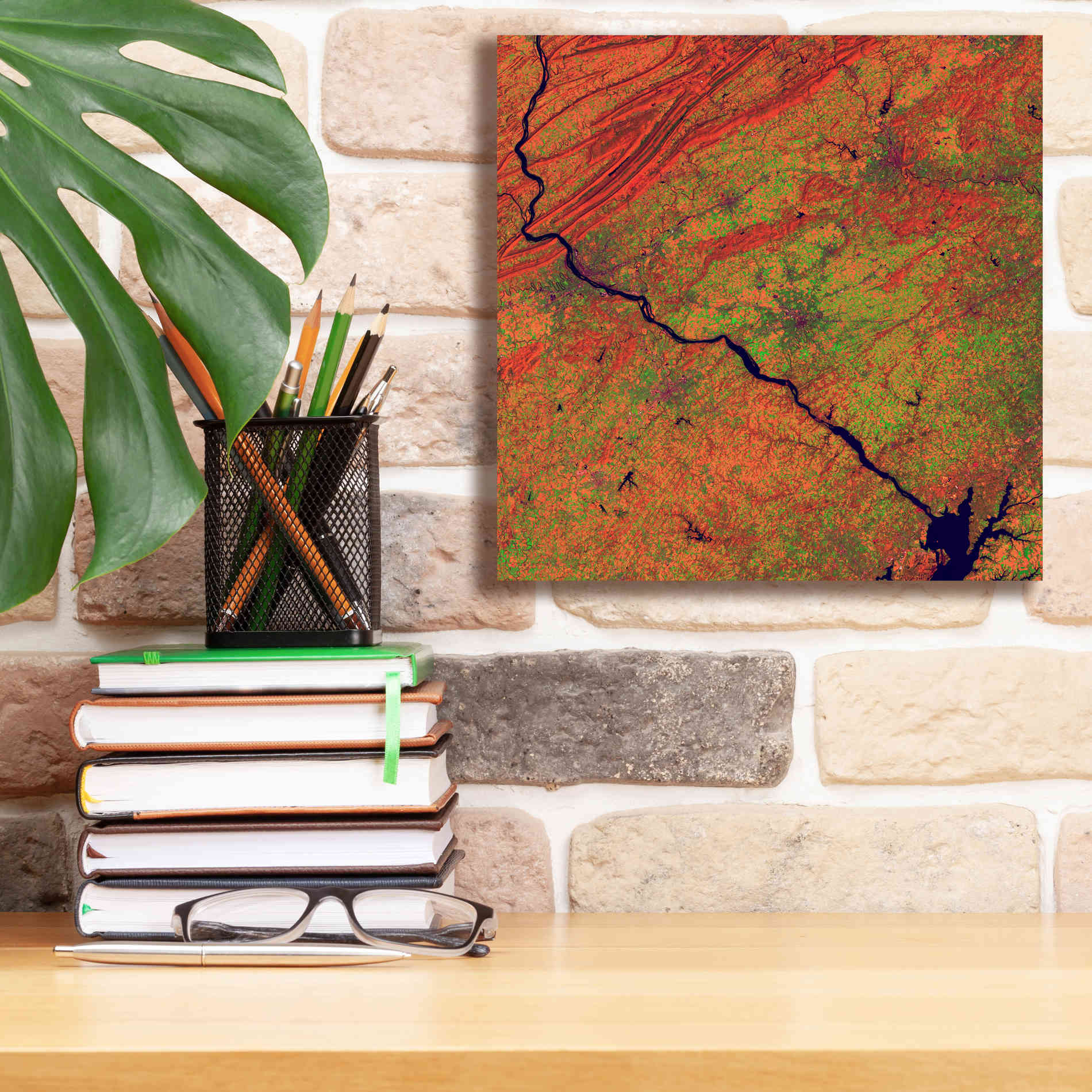 'Earth as Art: River and Ridge,' Canvas Wall Art,12 x 12