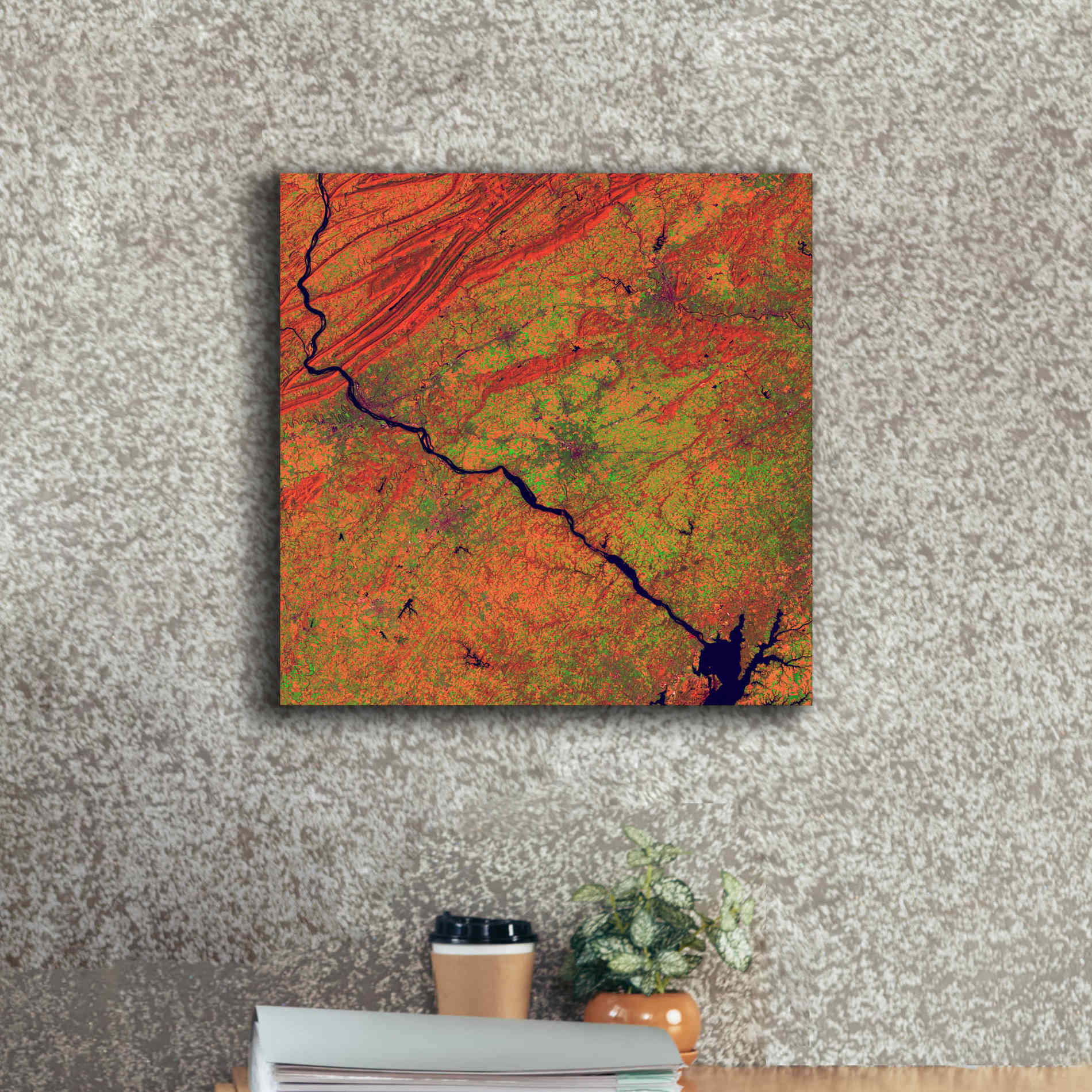 'Earth as Art: River and Ridge,' Canvas Wall Art,18 x 18