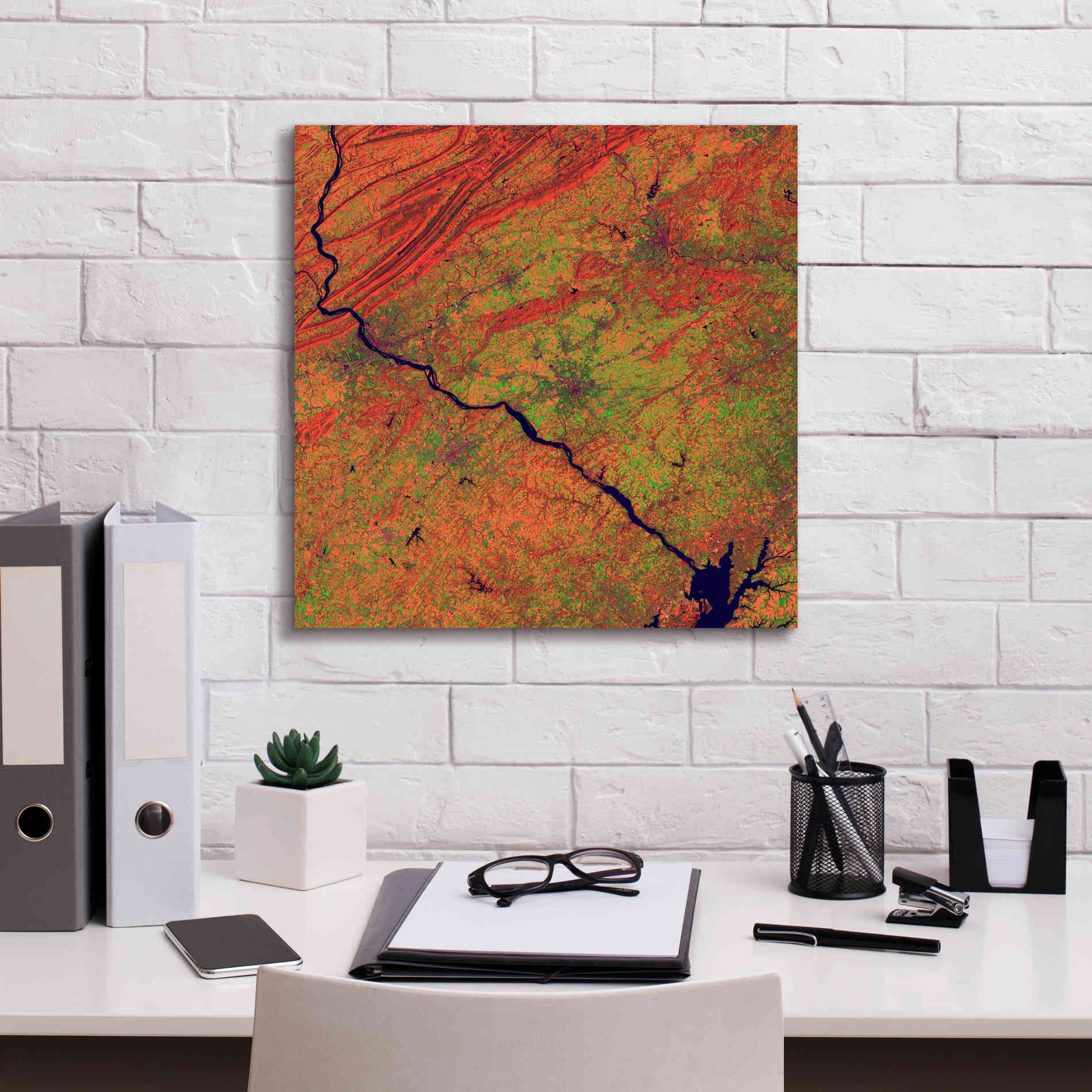 'Earth as Art: River and Ridge,' Canvas Wall Art,18 x 18
