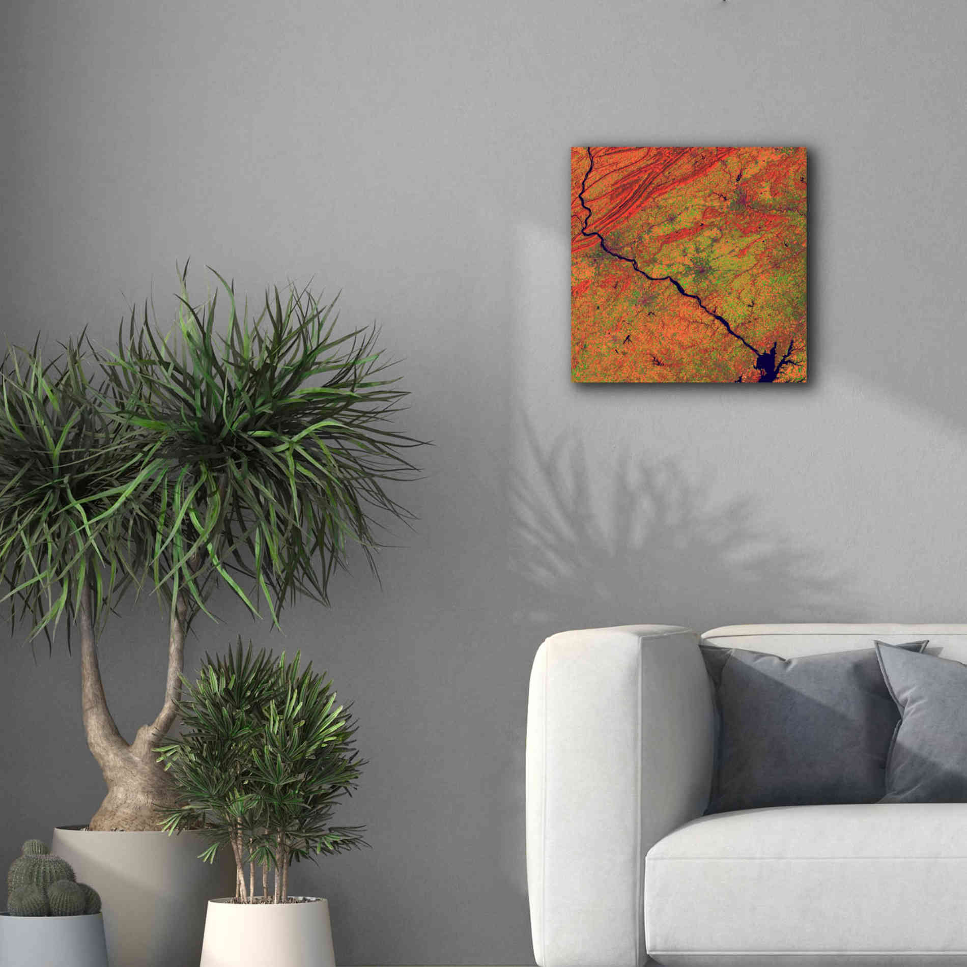 'Earth as Art: River and Ridge,' Canvas Wall Art,18 x 18