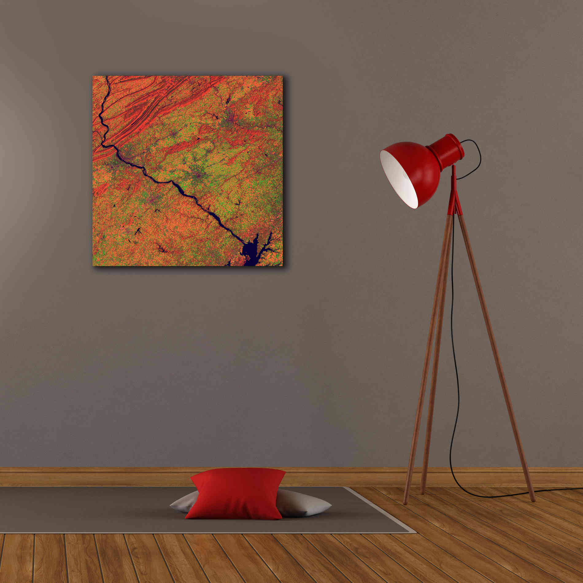 'Earth as Art: River and Ridge,' Canvas Wall Art,26 x 26