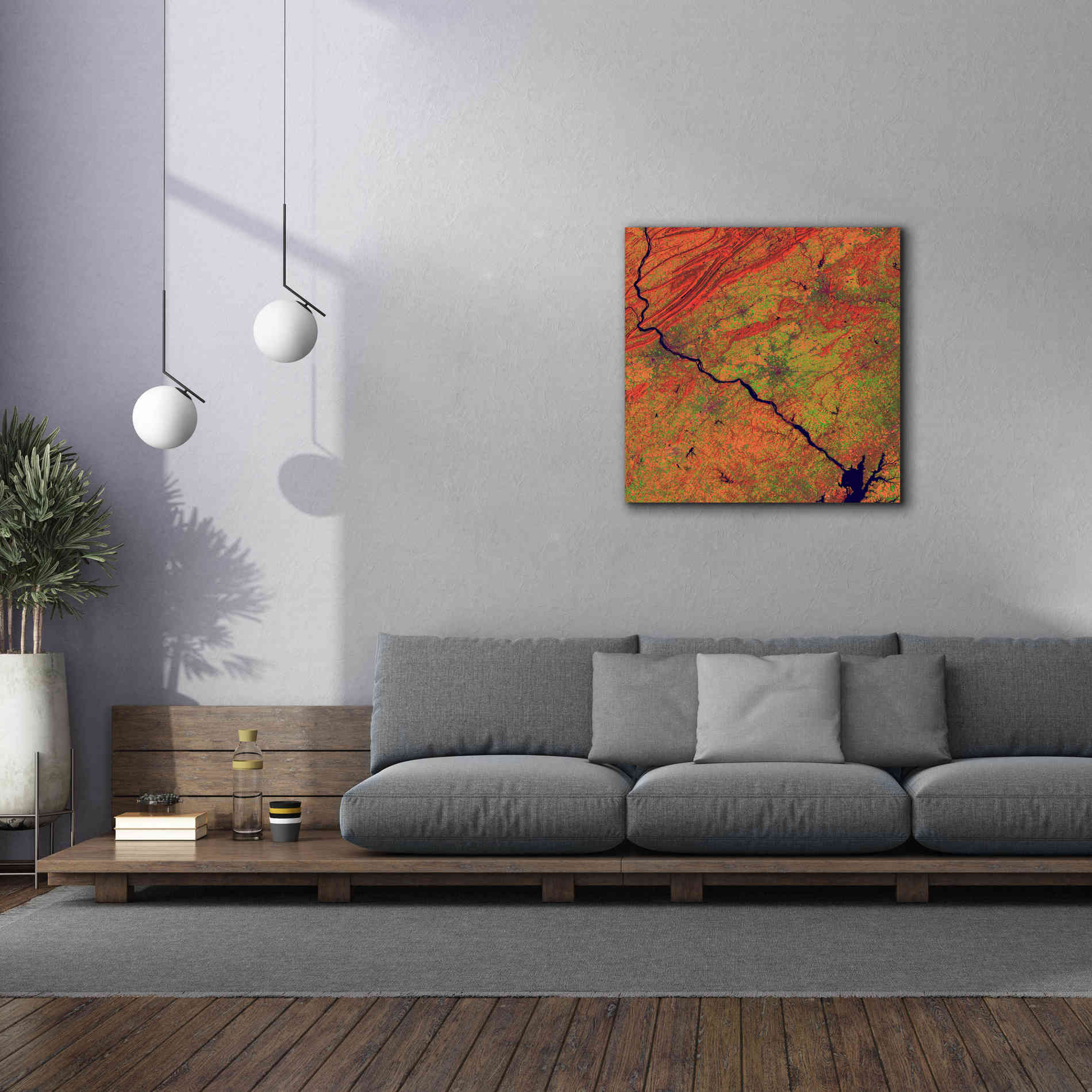 'Earth as Art: River and Ridge,' Canvas Wall Art,37 x 37