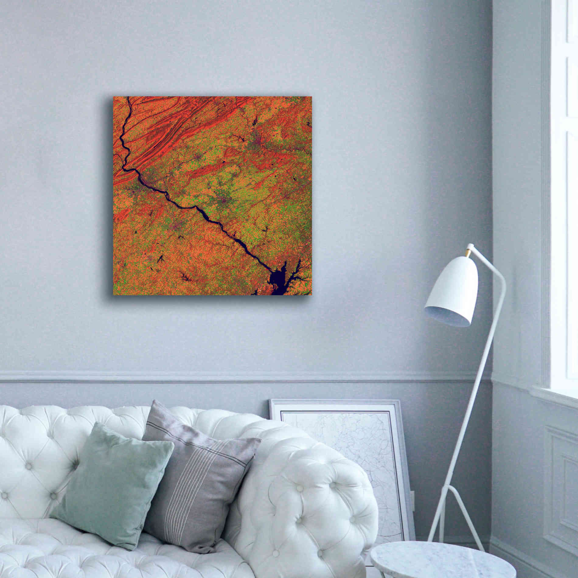 'Earth as Art: River and Ridge,' Canvas Wall Art,37 x 37