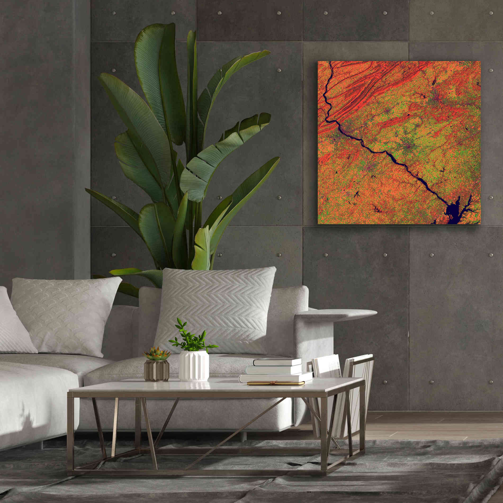 'Earth as Art: River and Ridge,' Canvas Wall Art,37 x 37