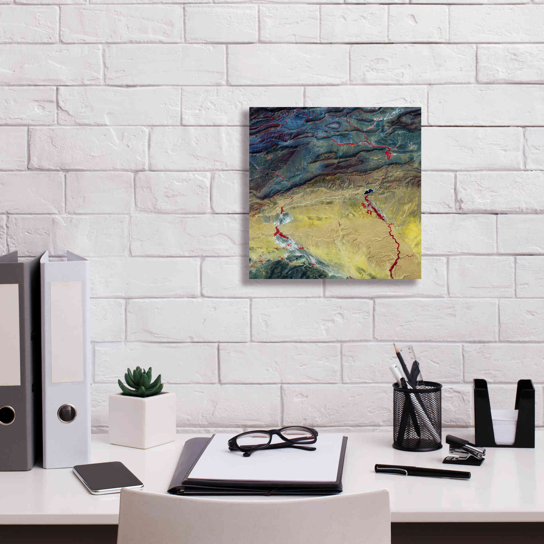 'Earth as Art: Crimson Streams,' Canvas Wall Art,12 x 12