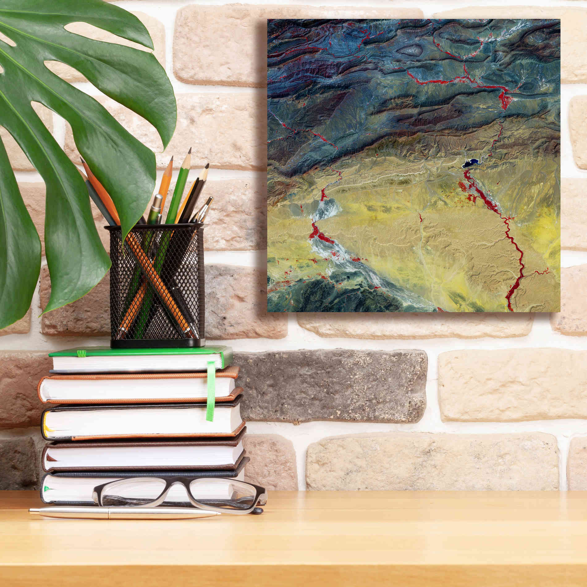 'Earth as Art: Crimson Streams,' Canvas Wall Art,12 x 12