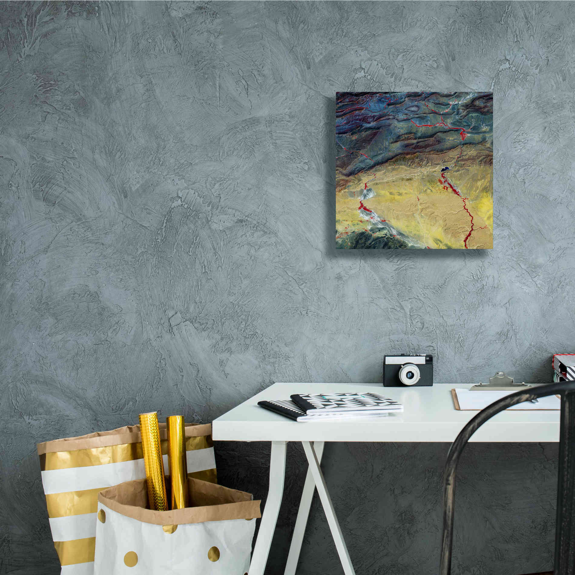 'Earth as Art: Crimson Streams,' Canvas Wall Art,12 x 12