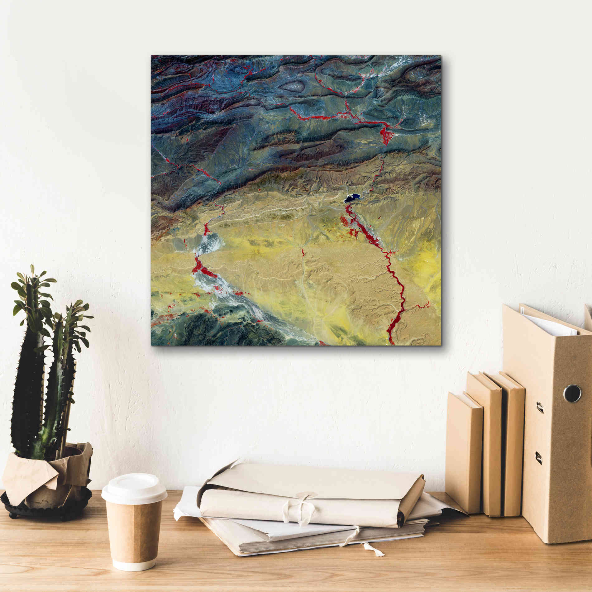 'Earth as Art: Crimson Streams,' Canvas Wall Art,18 x 18