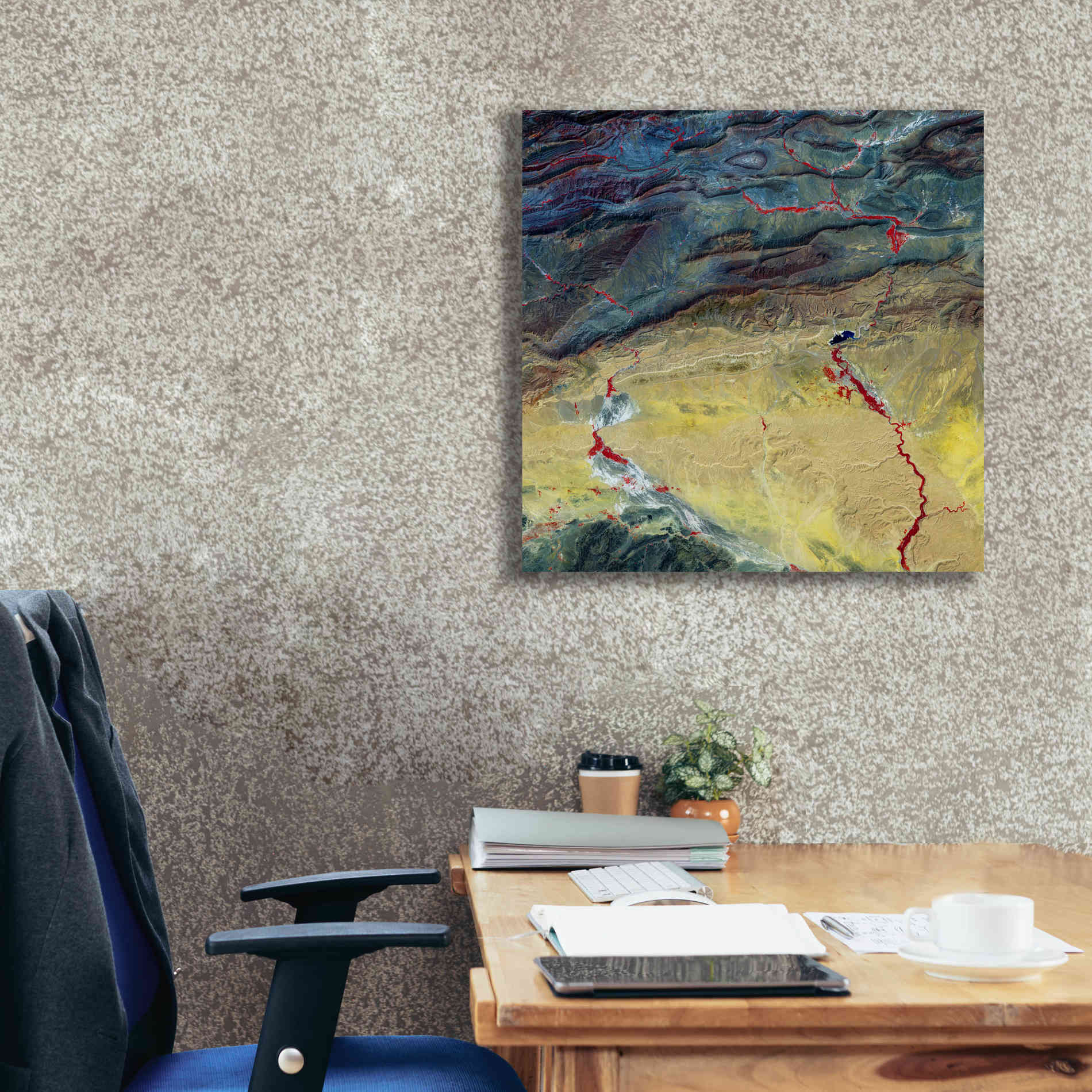 'Earth as Art: Crimson Streams,' Canvas Wall Art,26 x 26