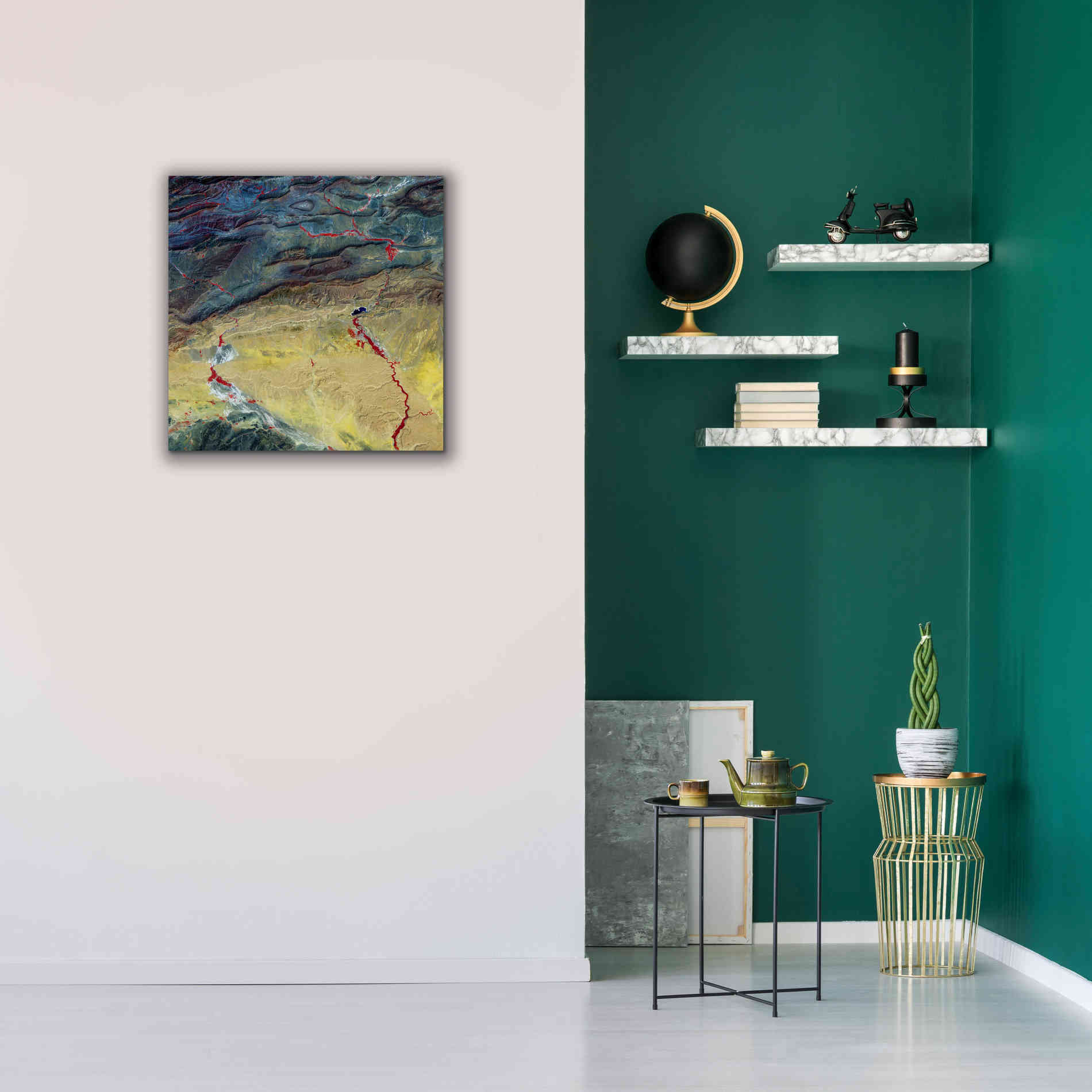 'Earth as Art: Crimson Streams,' Canvas Wall Art,26 x 26