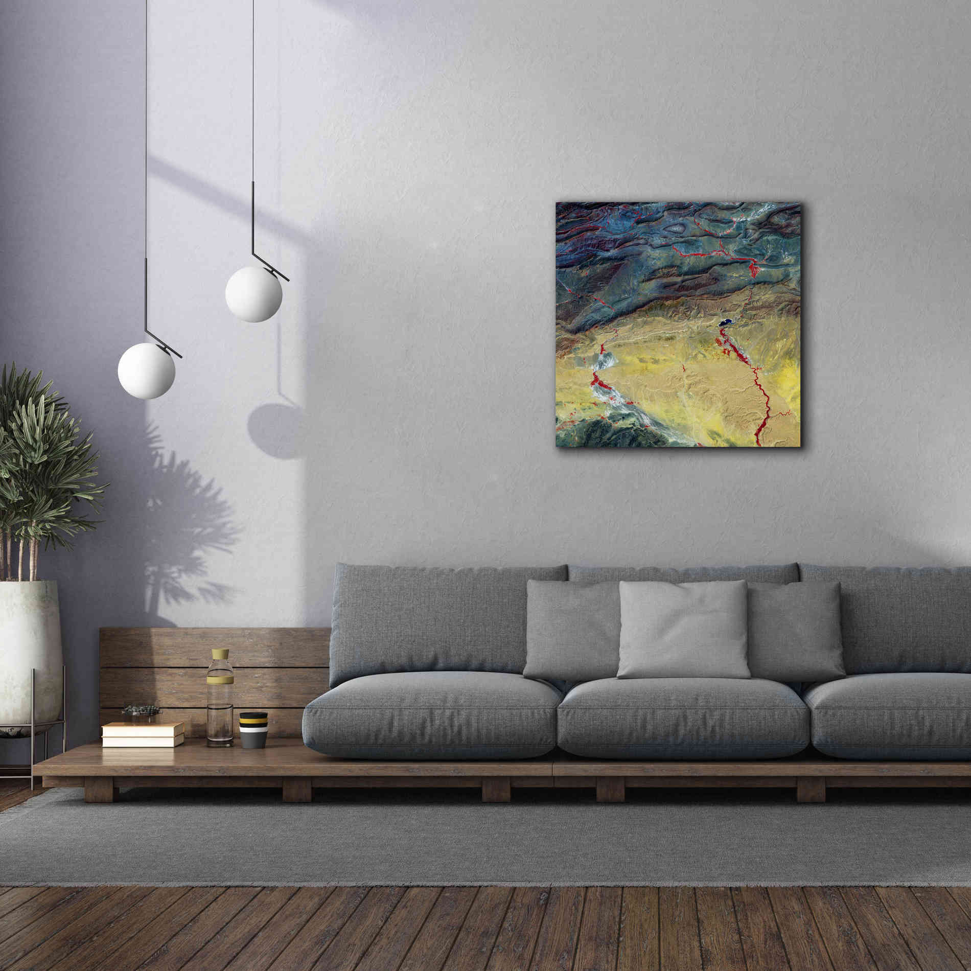 'Earth as Art: Crimson Streams,' Canvas Wall Art,37 x 37
