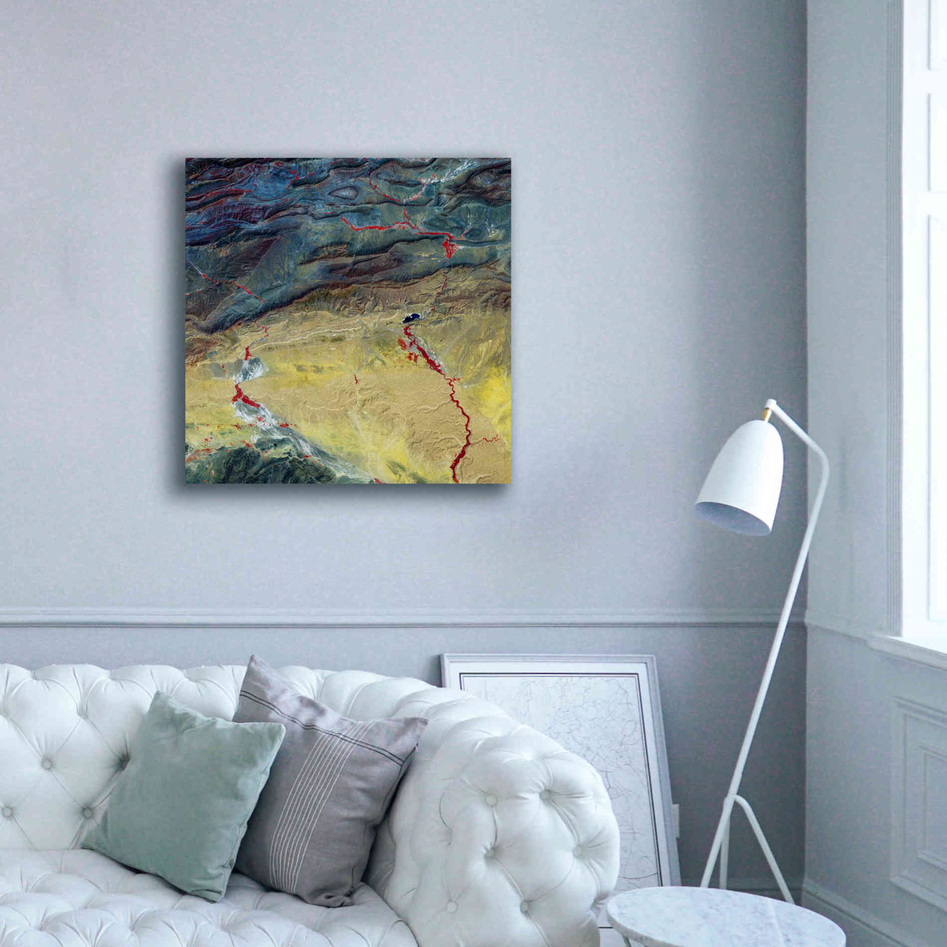 'Earth as Art: Crimson Streams,' Canvas Wall Art,37 x 37