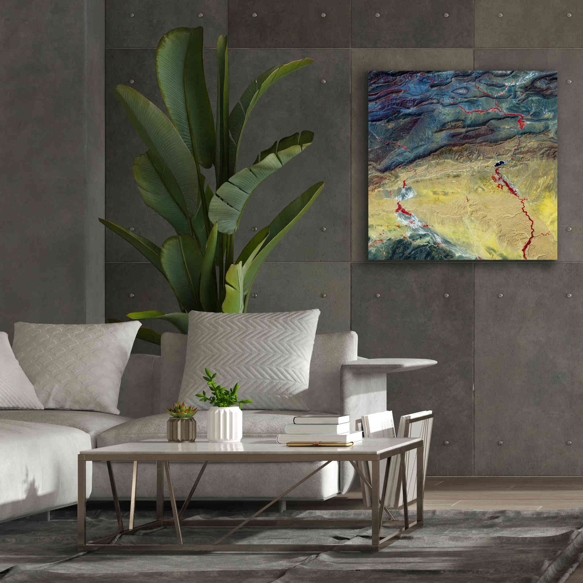 'Earth as Art: Crimson Streams,' Canvas Wall Art,37 x 37