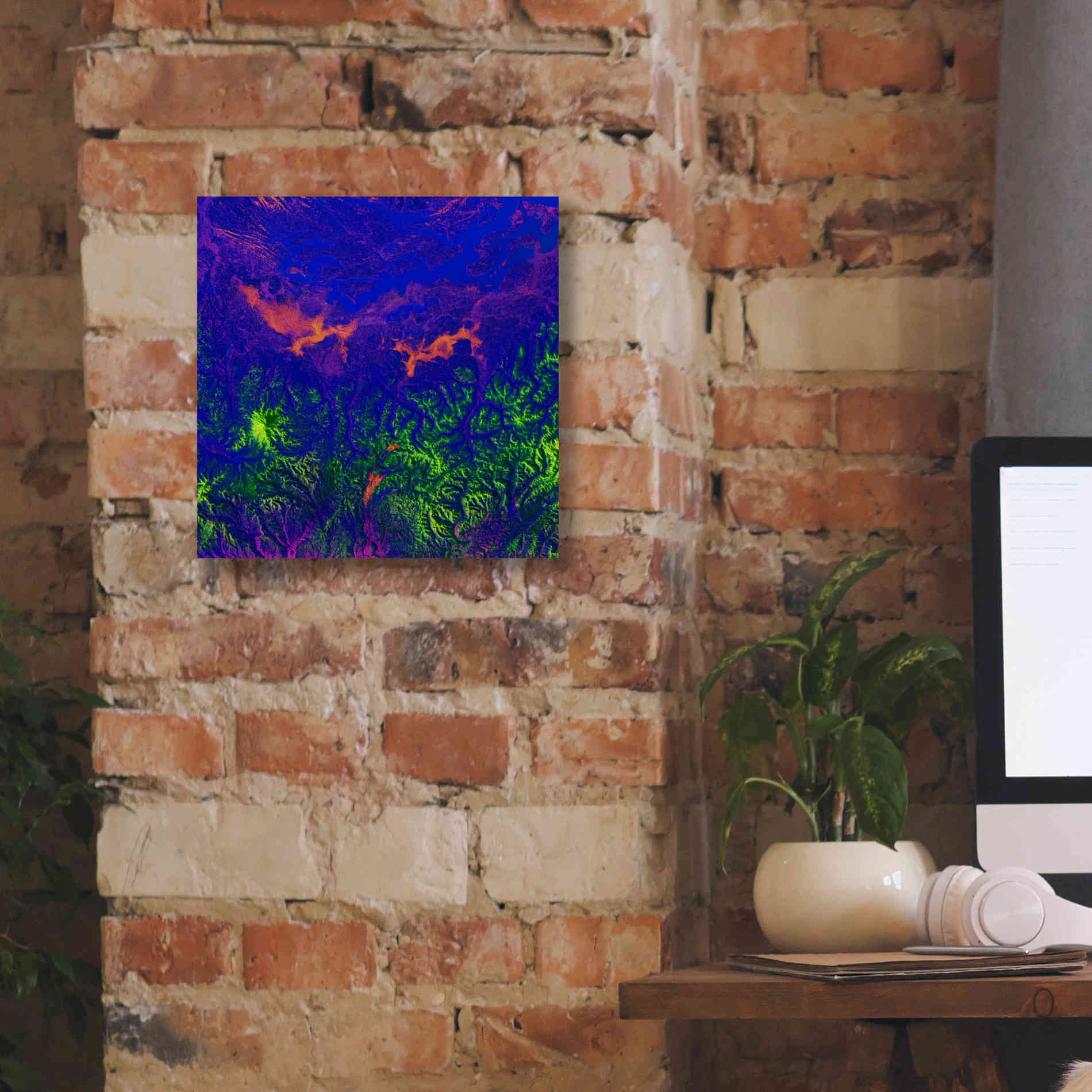 'Earth as Art: Fanciful Fluorescence,' Canvas Wall Art,12 x 12