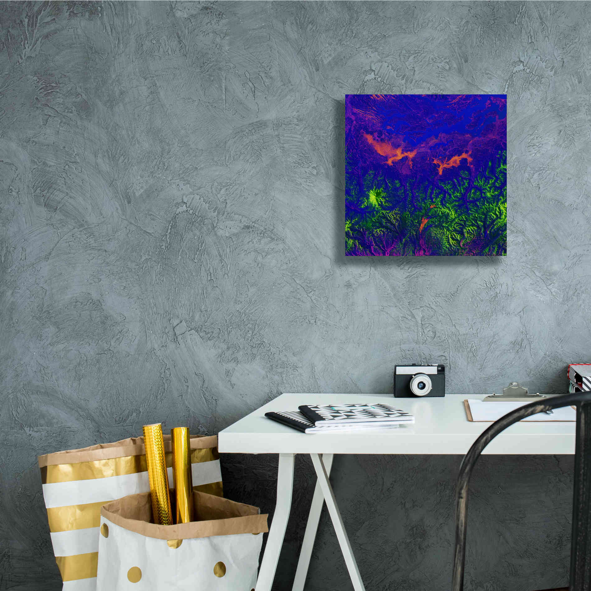 'Earth as Art: Fanciful Fluorescence,' Canvas Wall Art,12 x 12