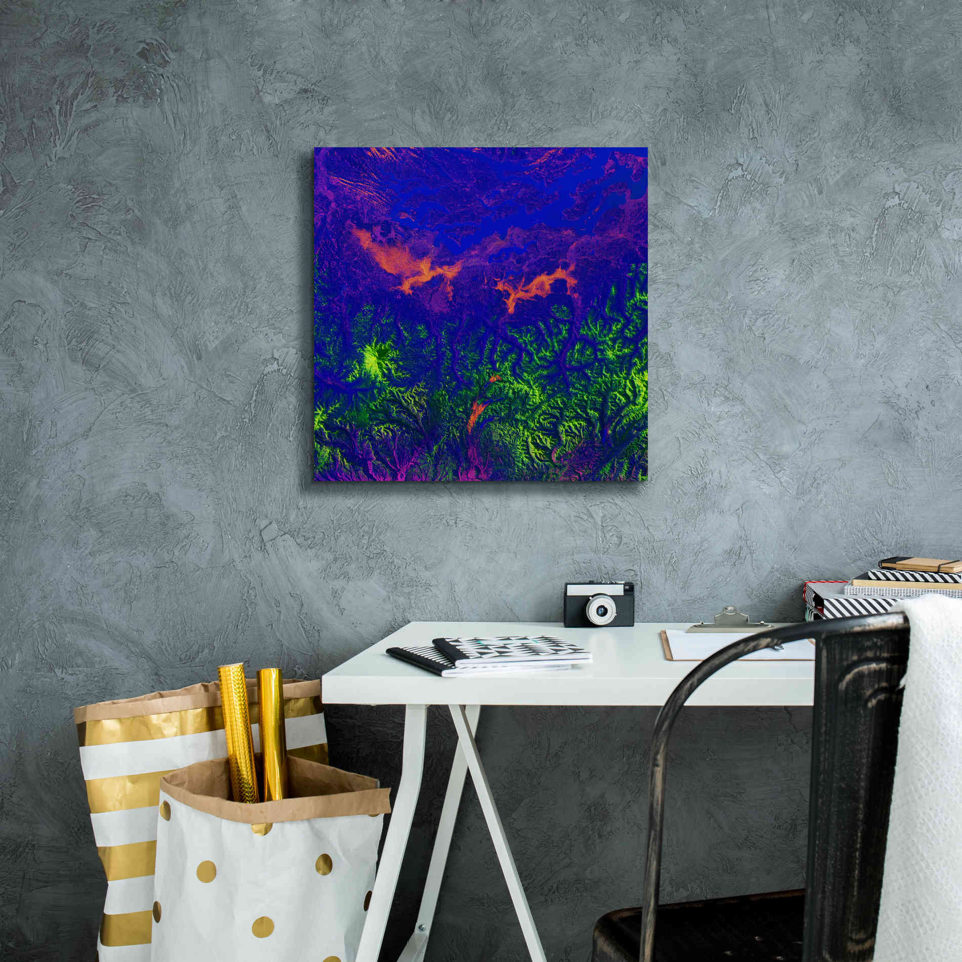 'Earth as Art: Fanciful Fluorescence,' Canvas Wall Art,18 x 18