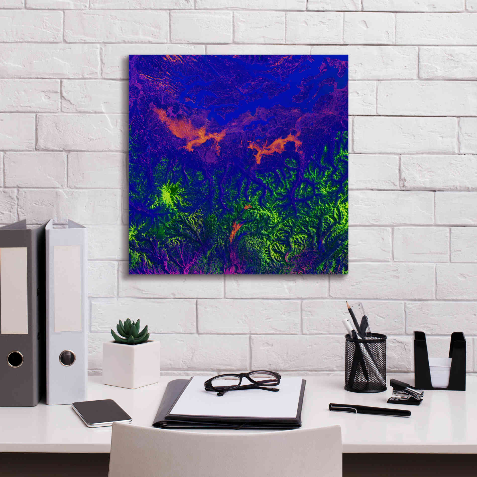 'Earth as Art: Fanciful Fluorescence,' Canvas Wall Art,18 x 18
