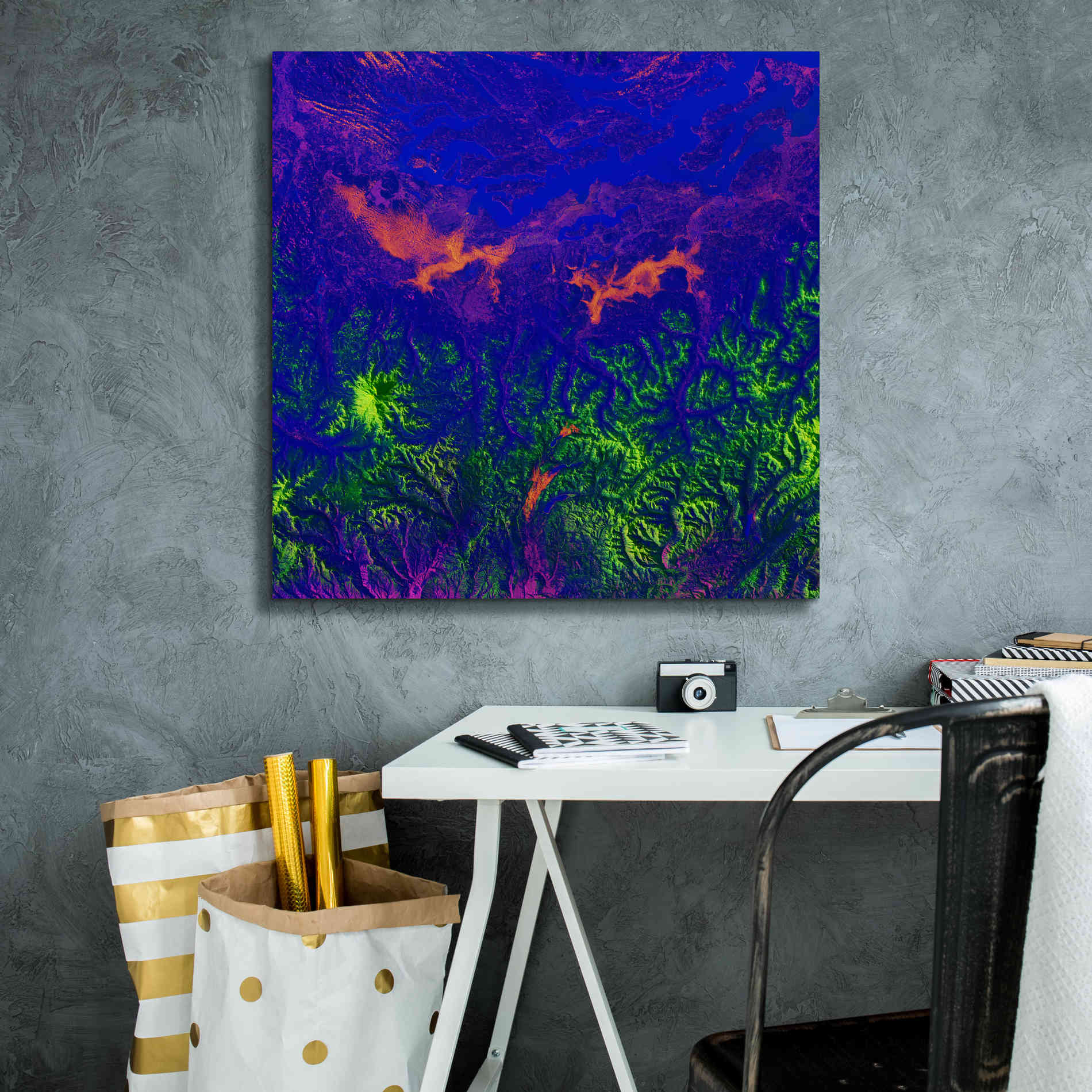 'Earth as Art: Fanciful Fluorescence,' Canvas Wall Art,26 x 26