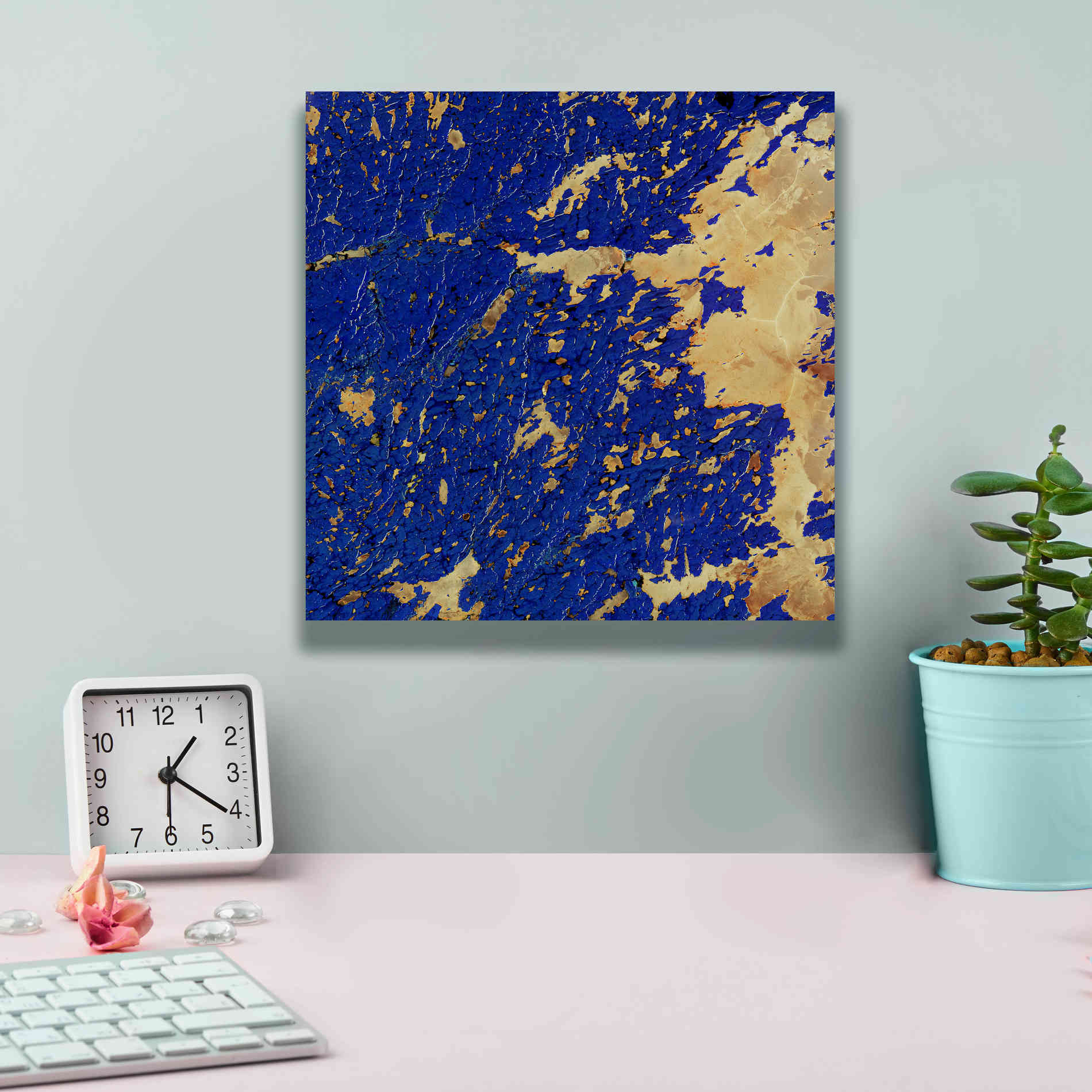 'Earth as Art: Copper and Blue,' Canvas Wall Art,12 x 12