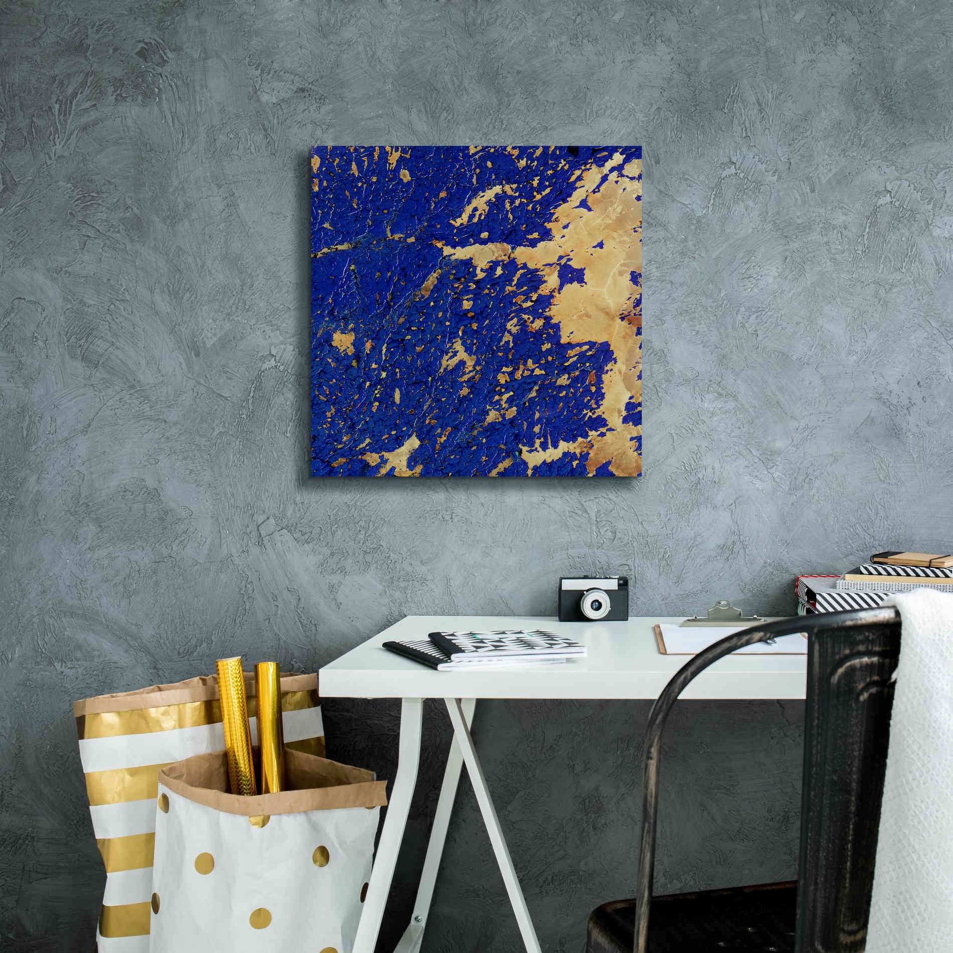 'Earth as Art: Copper and Blue,' Canvas Wall Art,18 x 18