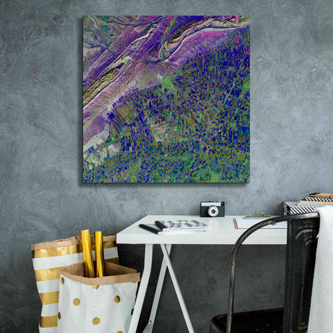 Image of 'Earth as Art: Deep Blue Cubism,' Canvas Wall Art,26 x 26