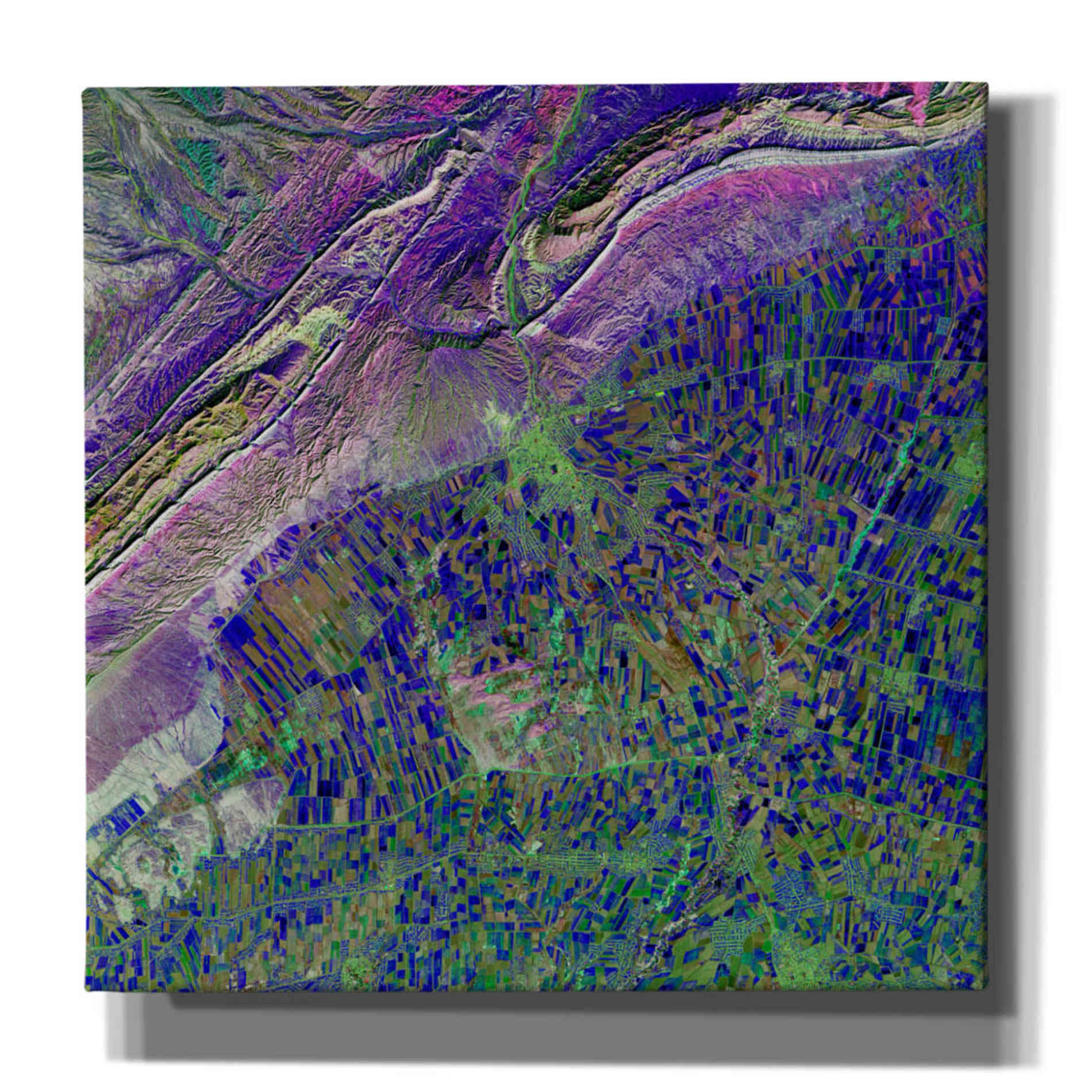 'Earth as Art: Deep Blue Cubism,' Canvas Wall Art,12x12x1.1x0,18x18x1.1x0,26x26x1.74x0,37x37x1.74x0