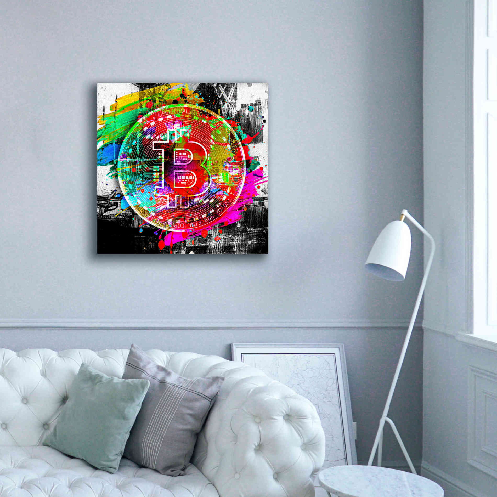 'Bitcoin the Currency Predator,' Canvas Wall Art,37 x 37