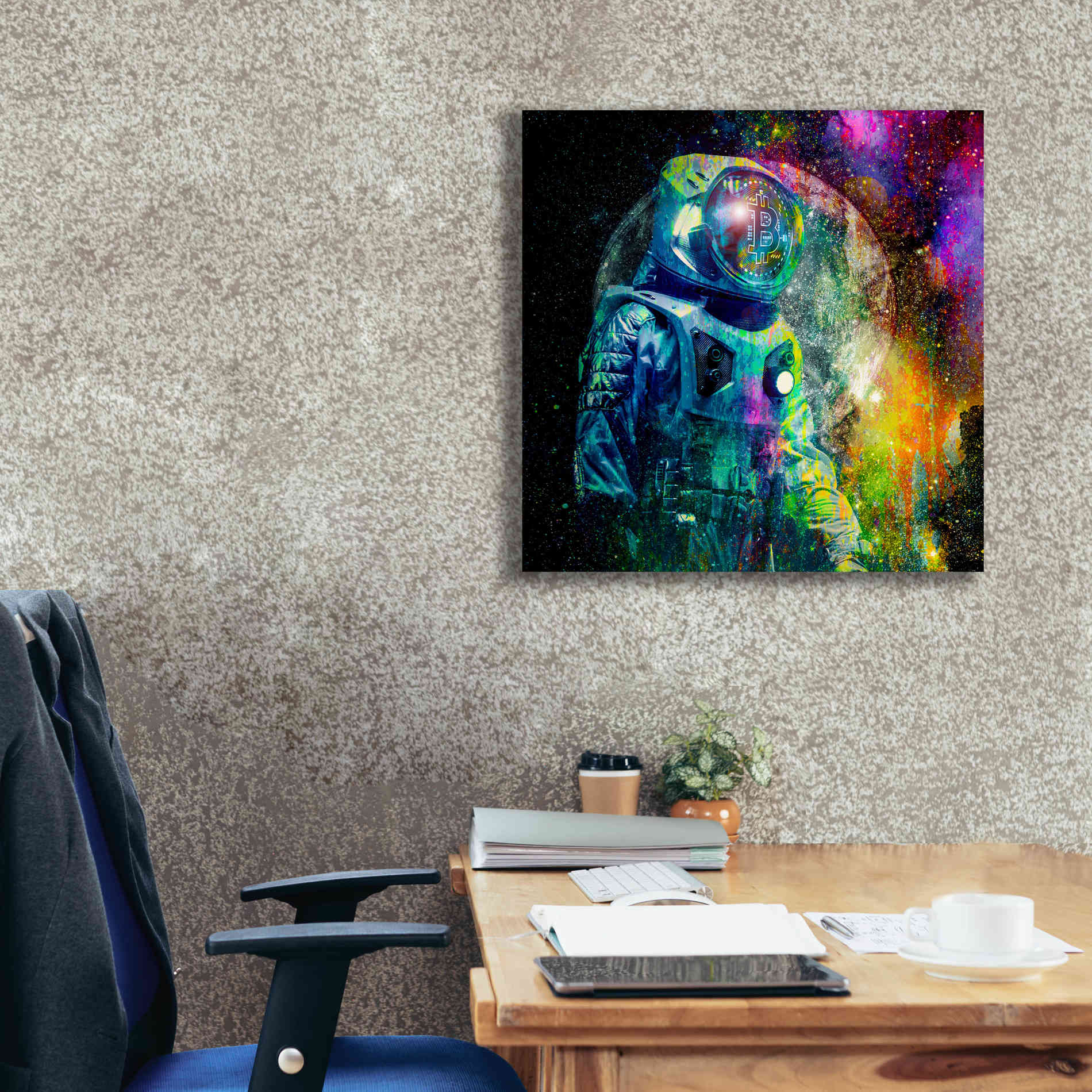 'BTC Bitcoin Moonlanding,' Canvas Wall Art,26 x 26