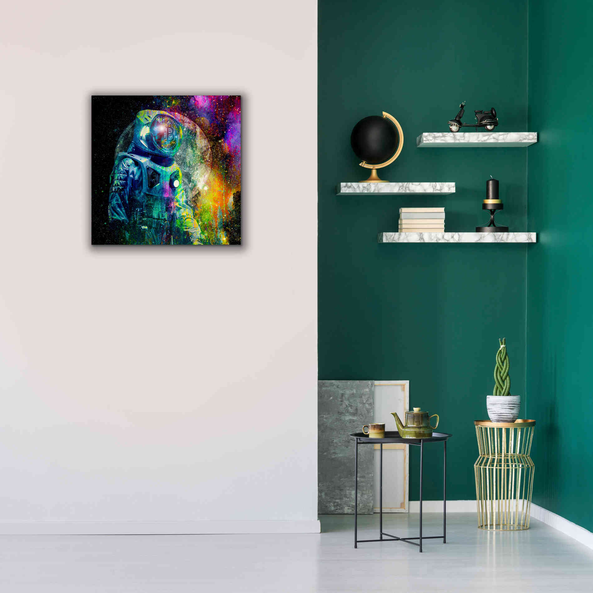 'BTC Bitcoin Moonlanding,' Canvas Wall Art,26 x 26