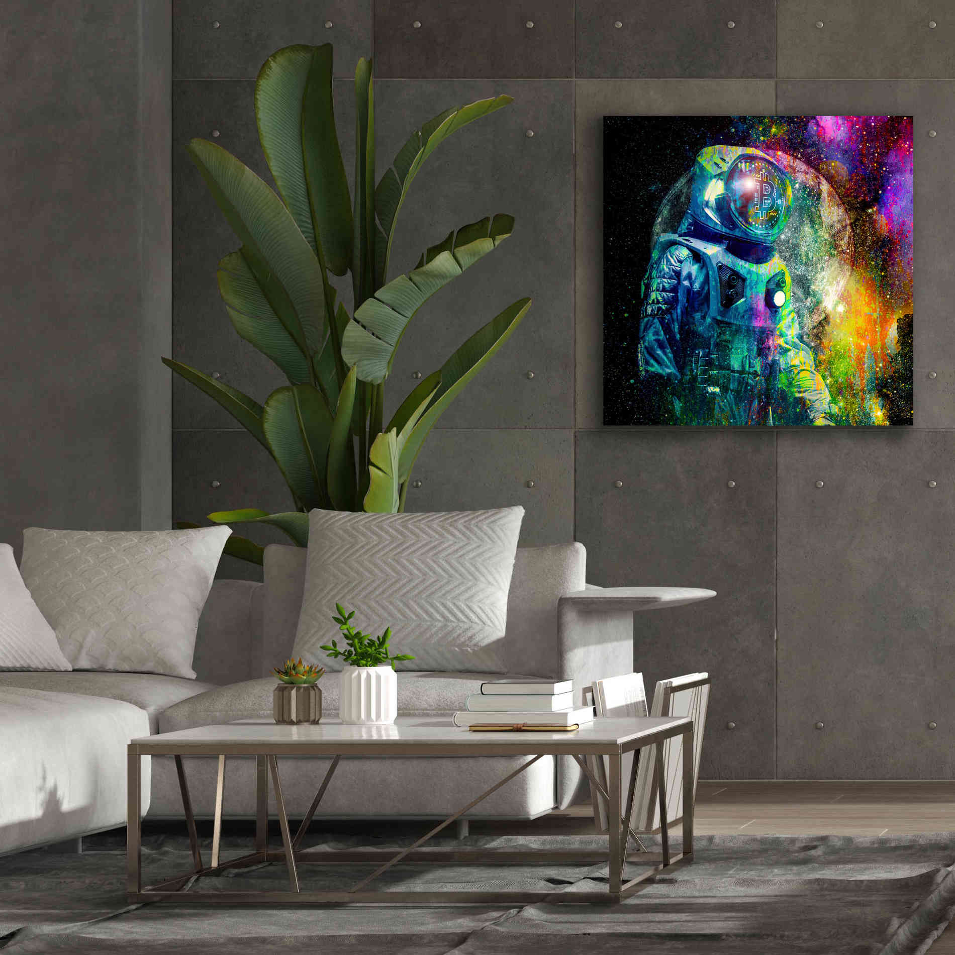 'BTC Bitcoin Moonlanding,' Canvas Wall Art,37 x 37