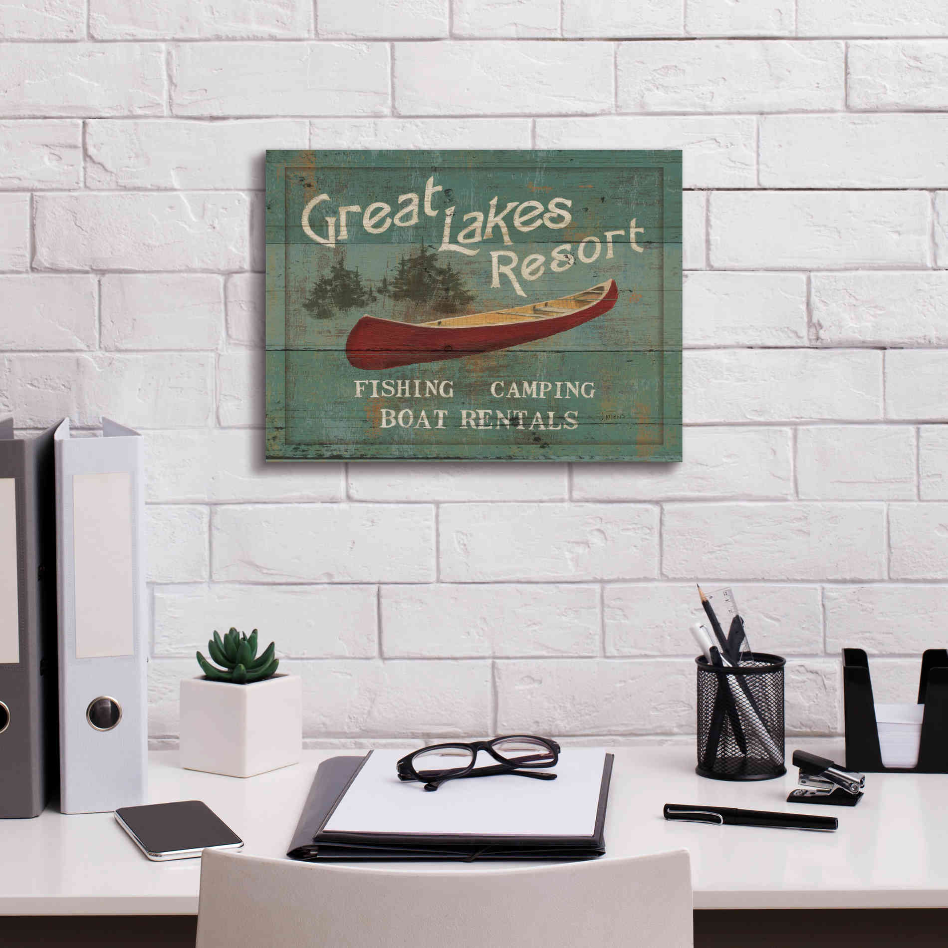 Epic Art 'Lodge Signs III' by James Wiens, Canvas Wall Art,16 x 12