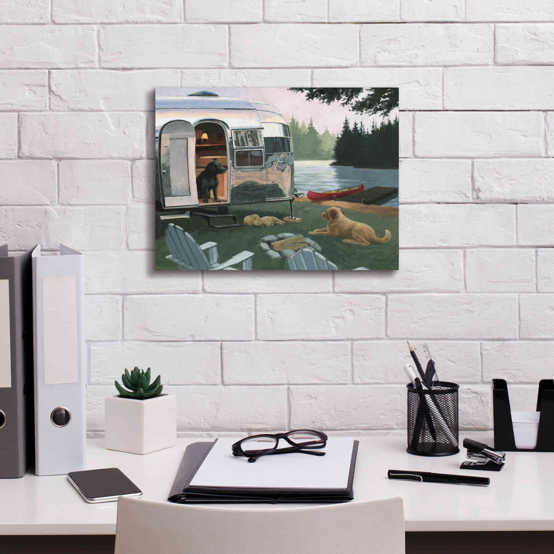 Epic Art 'Canine Camp' by James Wiens, Canvas Wall Art,16 x 12