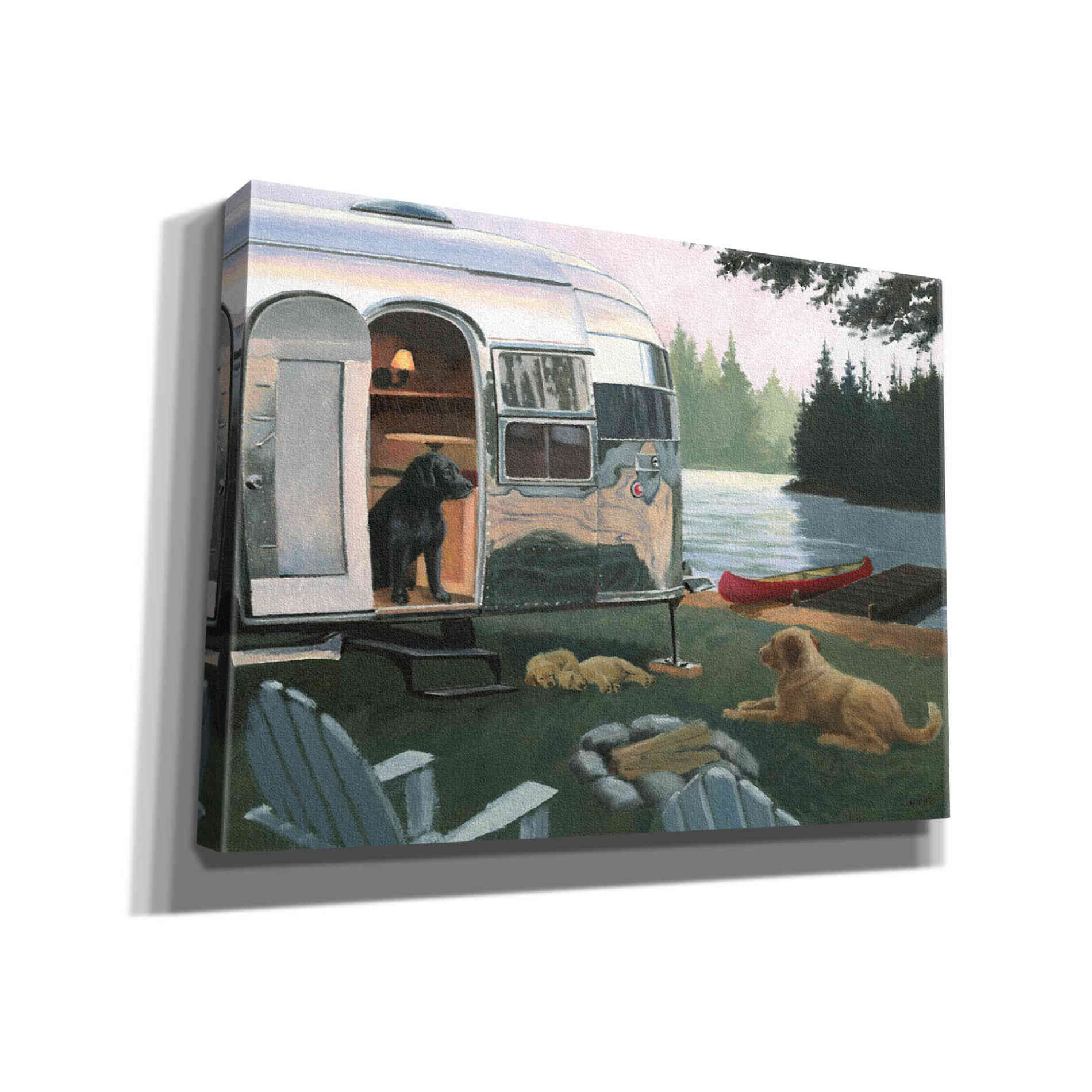 Epic Art 'Canine Camp' by James Wiens, Canvas Wall Art,16x12x1.1x0,24x20x1.1x0,30x26x1.74x0,54x40x1.74x0
