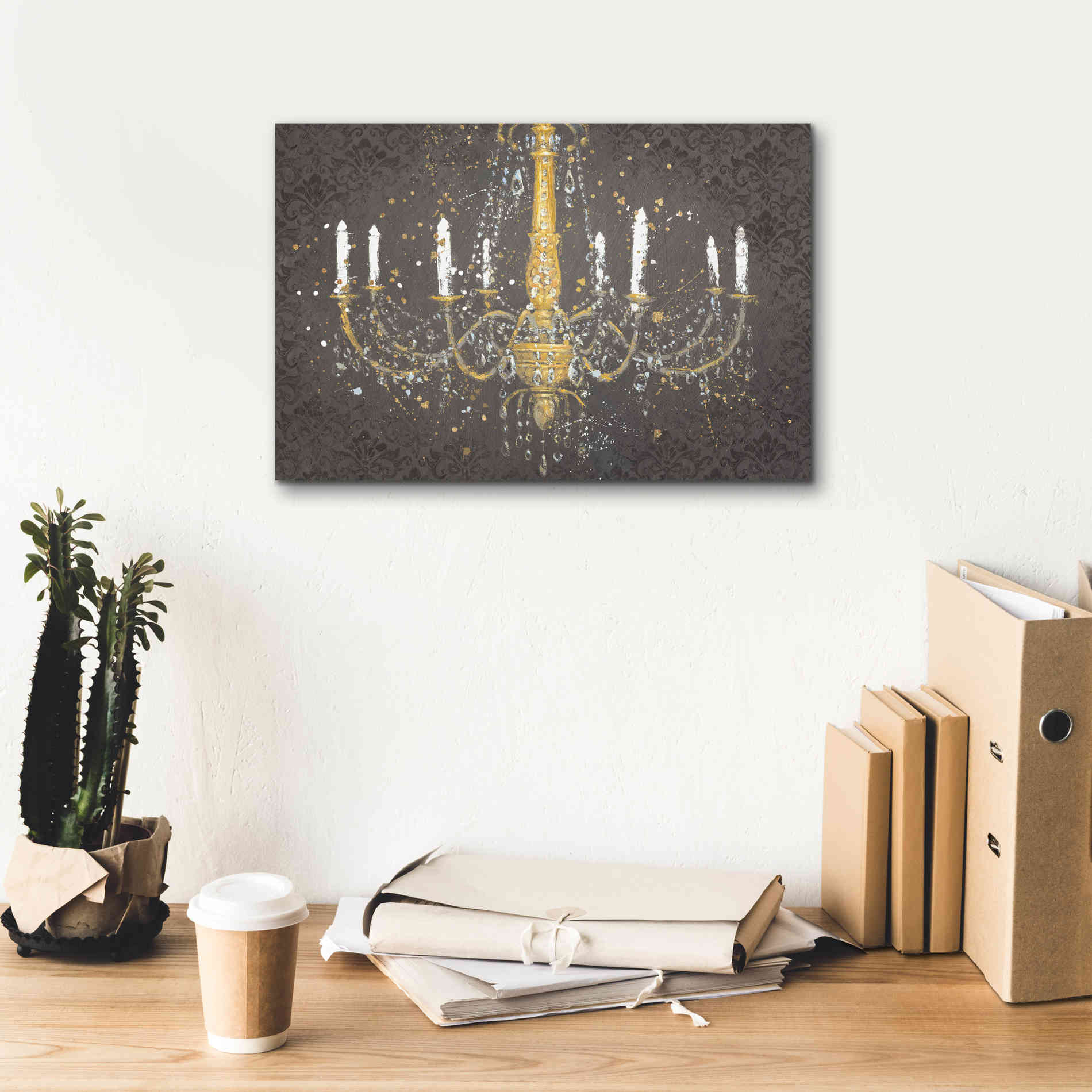 Epic Art 'Grand Chandelier Gray' by James Wiens, Canvas Wall Art,18 x 12