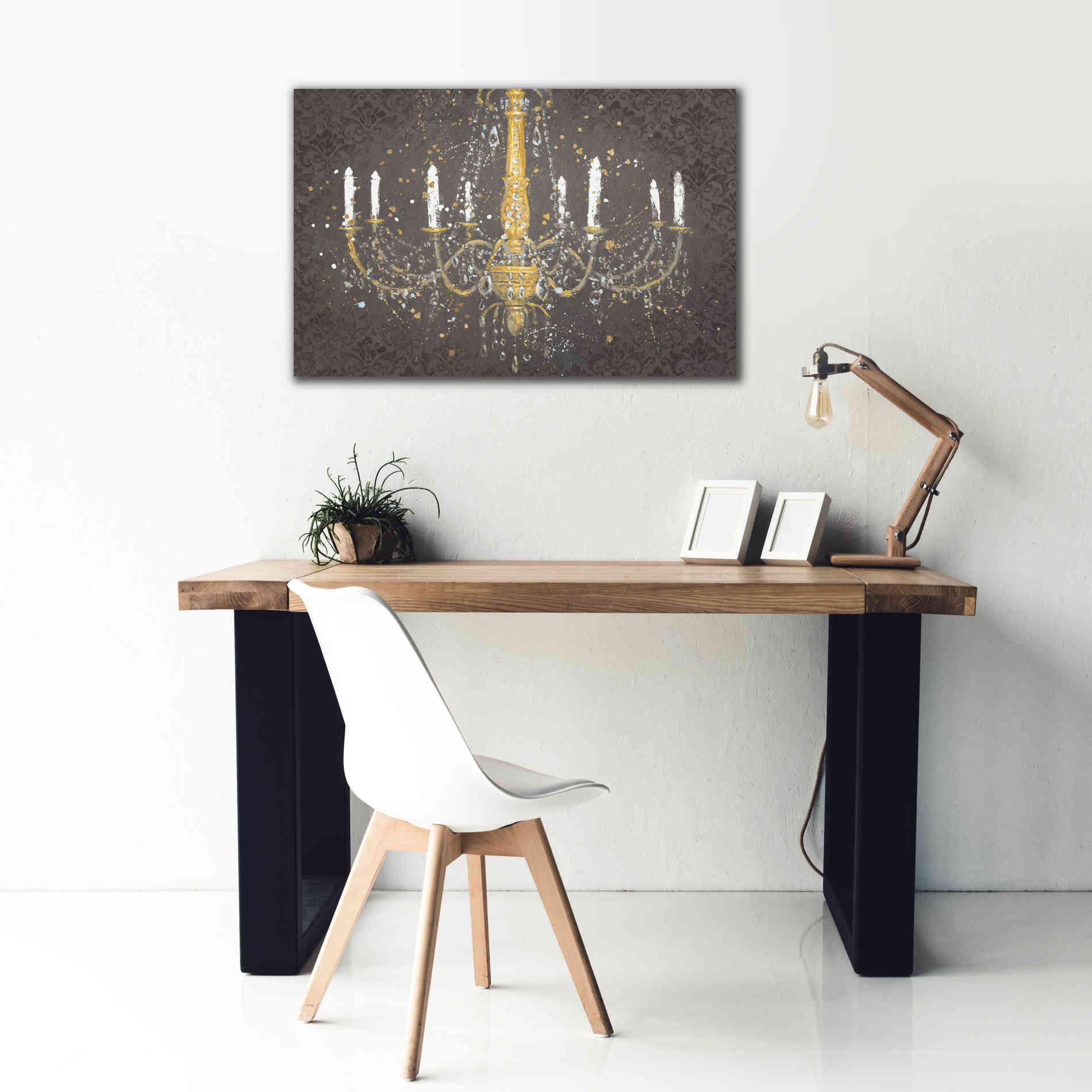 Epic Art 'Grand Chandelier Gray' by James Wiens, Canvas Wall Art,40 x 26