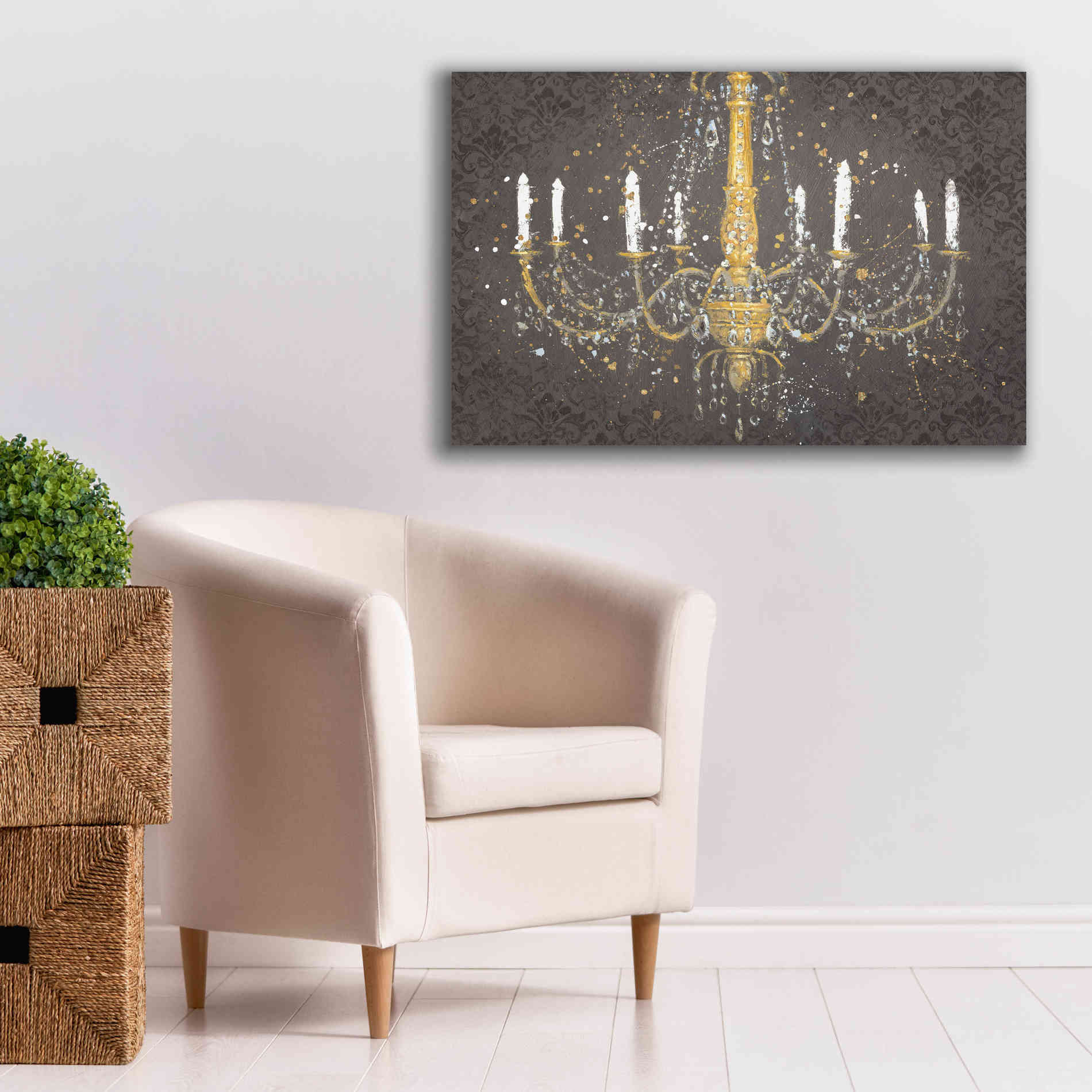 Epic Art 'Grand Chandelier Gray' by James Wiens, Canvas Wall Art,40 x 26