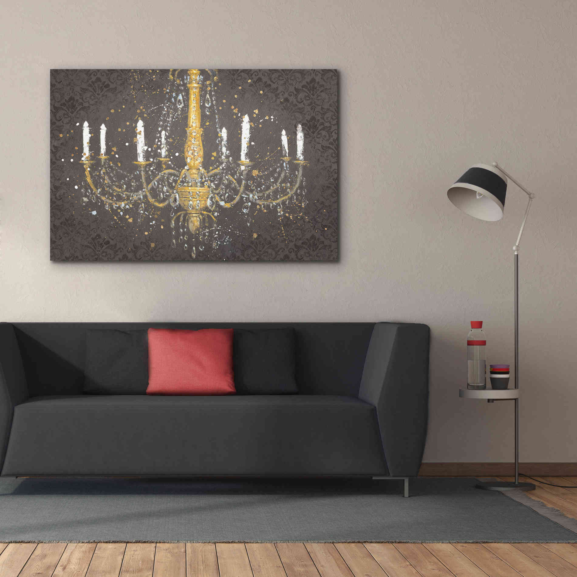 Epic Art 'Grand Chandelier Gray' by James Wiens, Canvas Wall Art,60 x 40