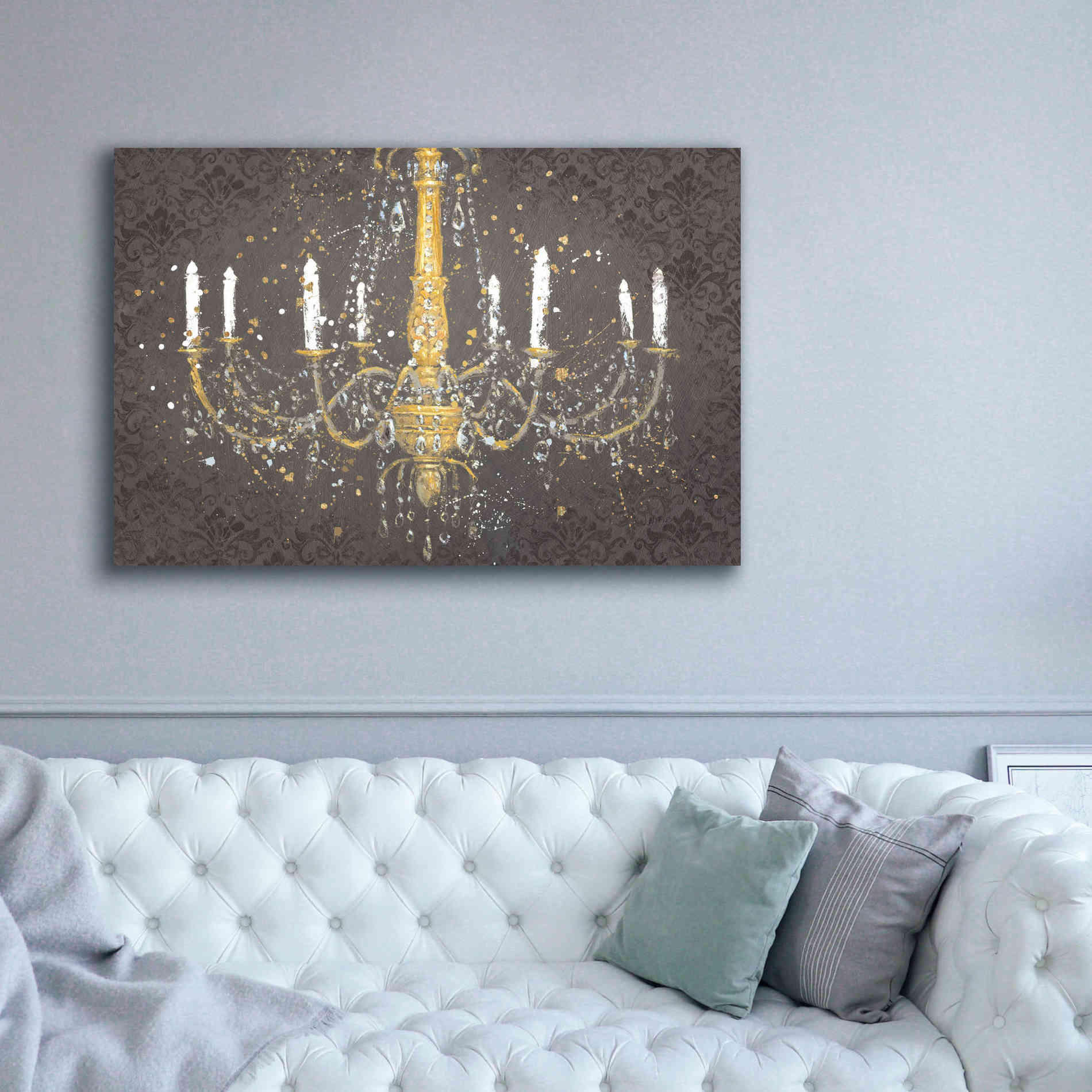 Epic Art 'Grand Chandelier Gray' by James Wiens, Canvas Wall Art,60 x 40