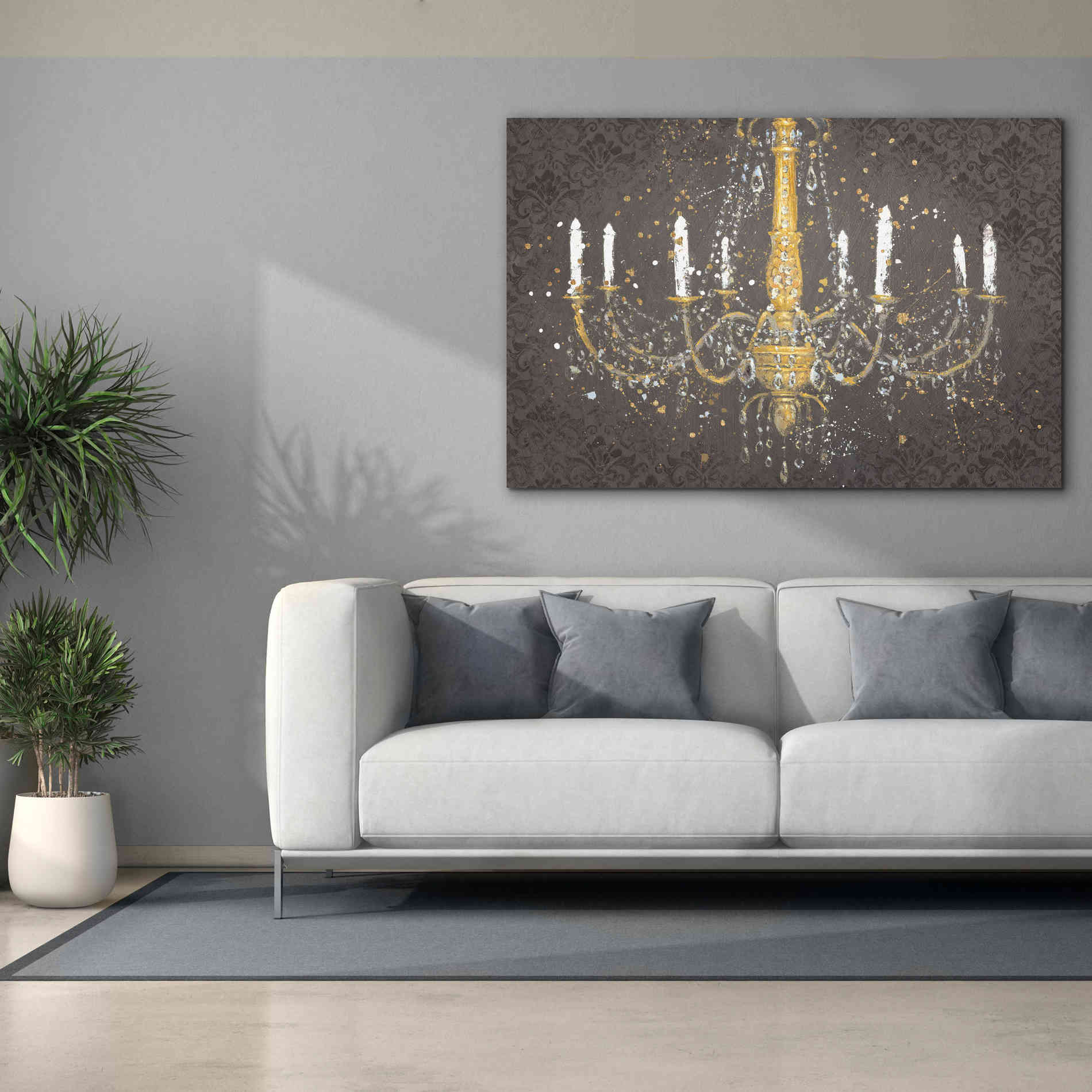 Epic Art 'Grand Chandelier Gray' by James Wiens, Canvas Wall Art,60 x 40