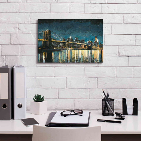 Image of Epic Art 'Bright City Lights Blue I' by James Wiens, Canvas Wall Art,18 x 12