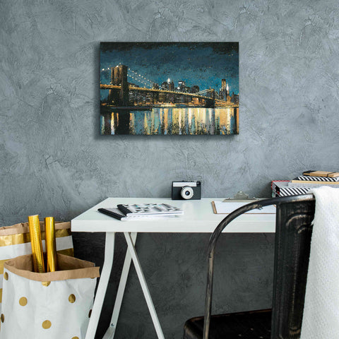 Image of Epic Art 'Bright City Lights Blue I' by James Wiens, Canvas Wall Art,18 x 12