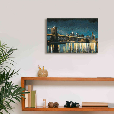 Image of Epic Art 'Bright City Lights Blue I' by James Wiens, Canvas Wall Art,18 x 12