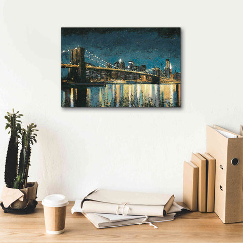 Image of Epic Art 'Bright City Lights Blue I' by James Wiens, Canvas Wall Art,18 x 12