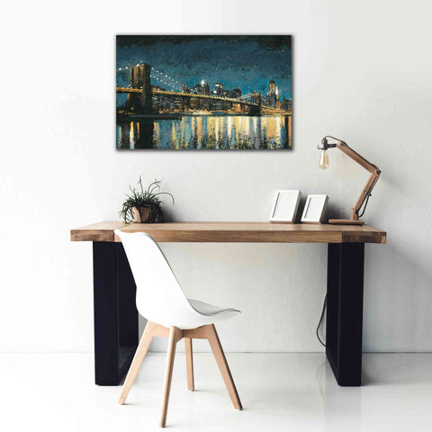 Image of Epic Art 'Bright City Lights Blue I' by James Wiens, Canvas Wall Art,40 x 26