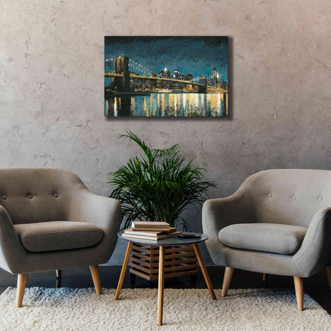 Image of Epic Art 'Bright City Lights Blue I' by James Wiens, Canvas Wall Art,40 x 26