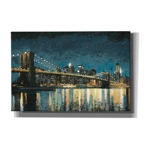 Image of Epic Art 'Bright City Lights Blue I' by James Wiens, Canvas Wall Art,18x12x1.1x0,26x18x1.1x0,40x26x1.74x0,60x40x1.74x0