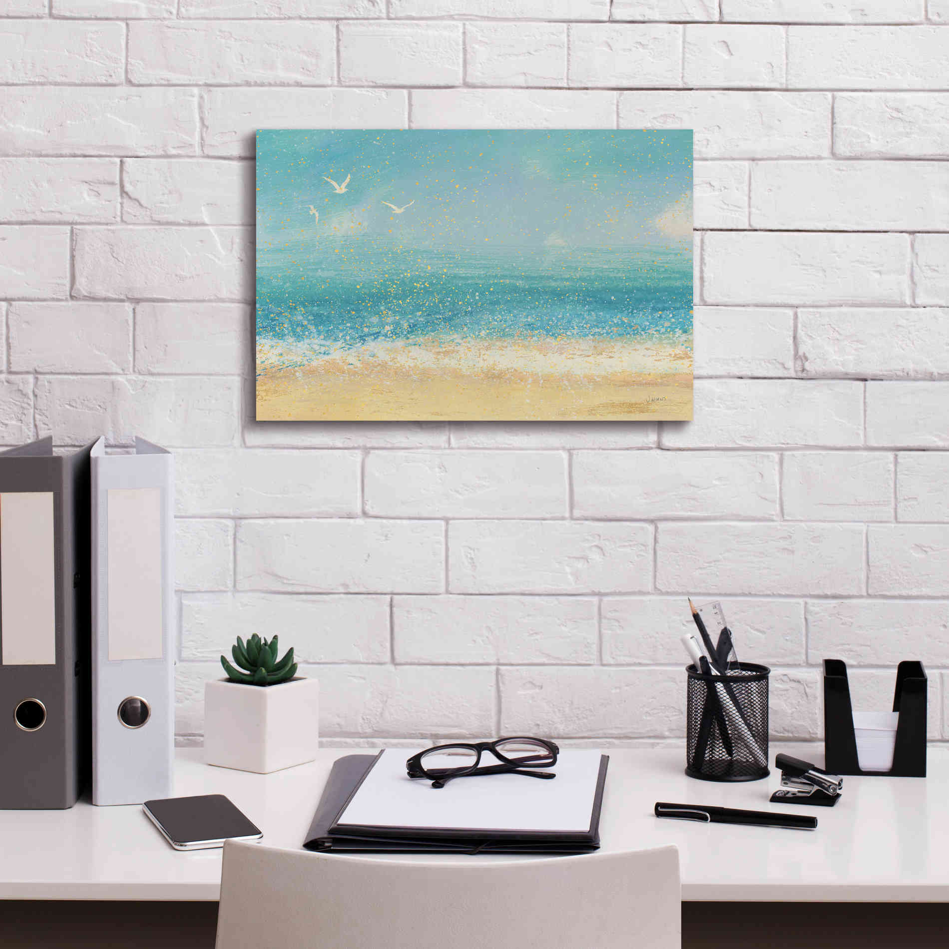 Epic Art 'Splatter Beach I' by James Wiens, Canvas Wall Art,18 x 12