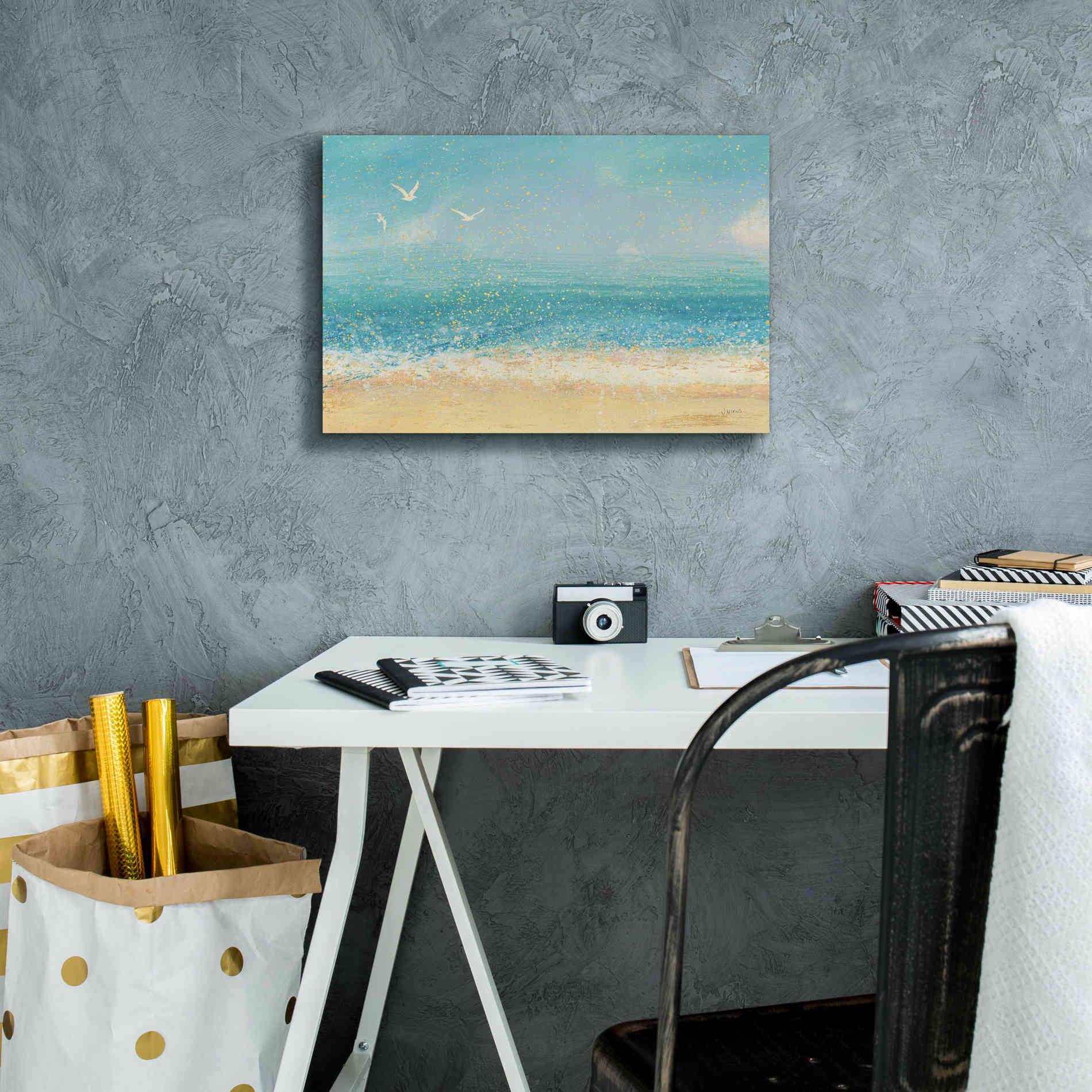 Epic Art 'Splatter Beach I' by James Wiens, Canvas Wall Art,18 x 12