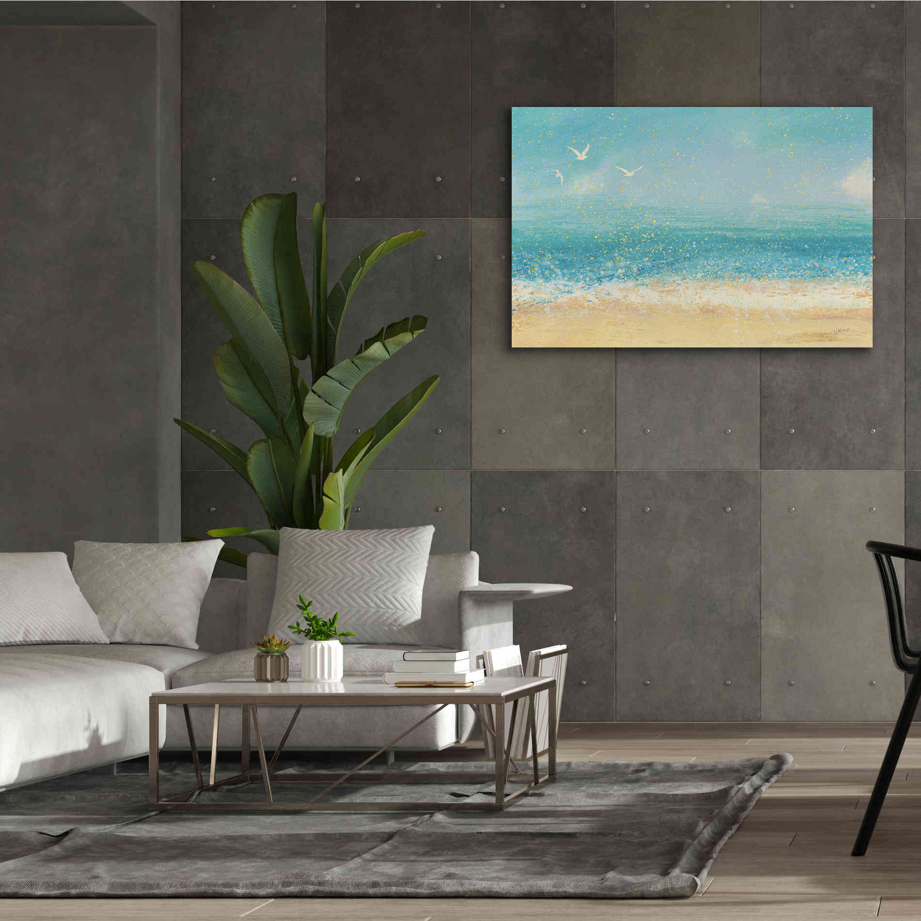 Epic Art 'Splatter Beach I' by James Wiens, Canvas Wall Art,60 x 40