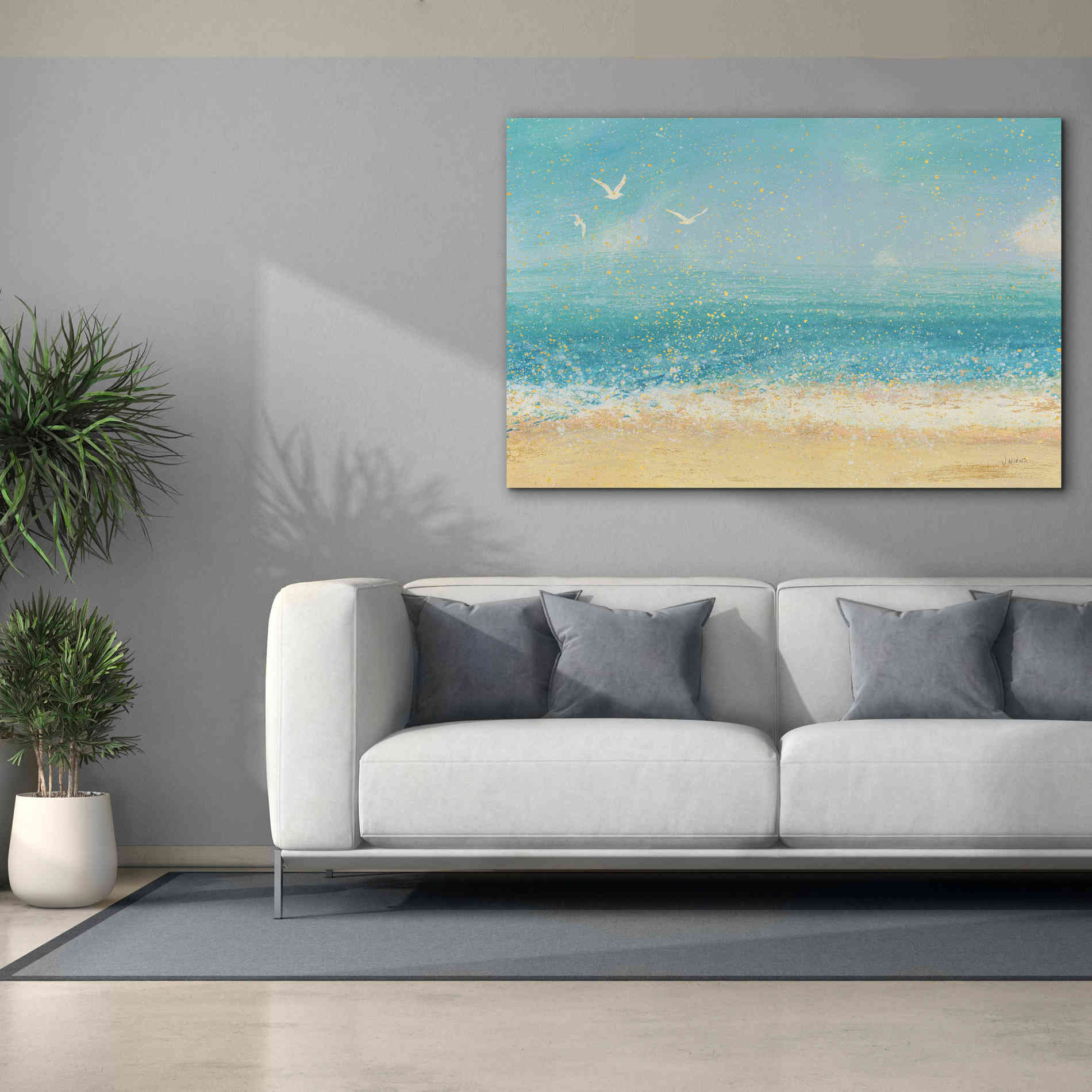 Epic Art 'Splatter Beach I' by James Wiens, Canvas Wall Art,60 x 40
